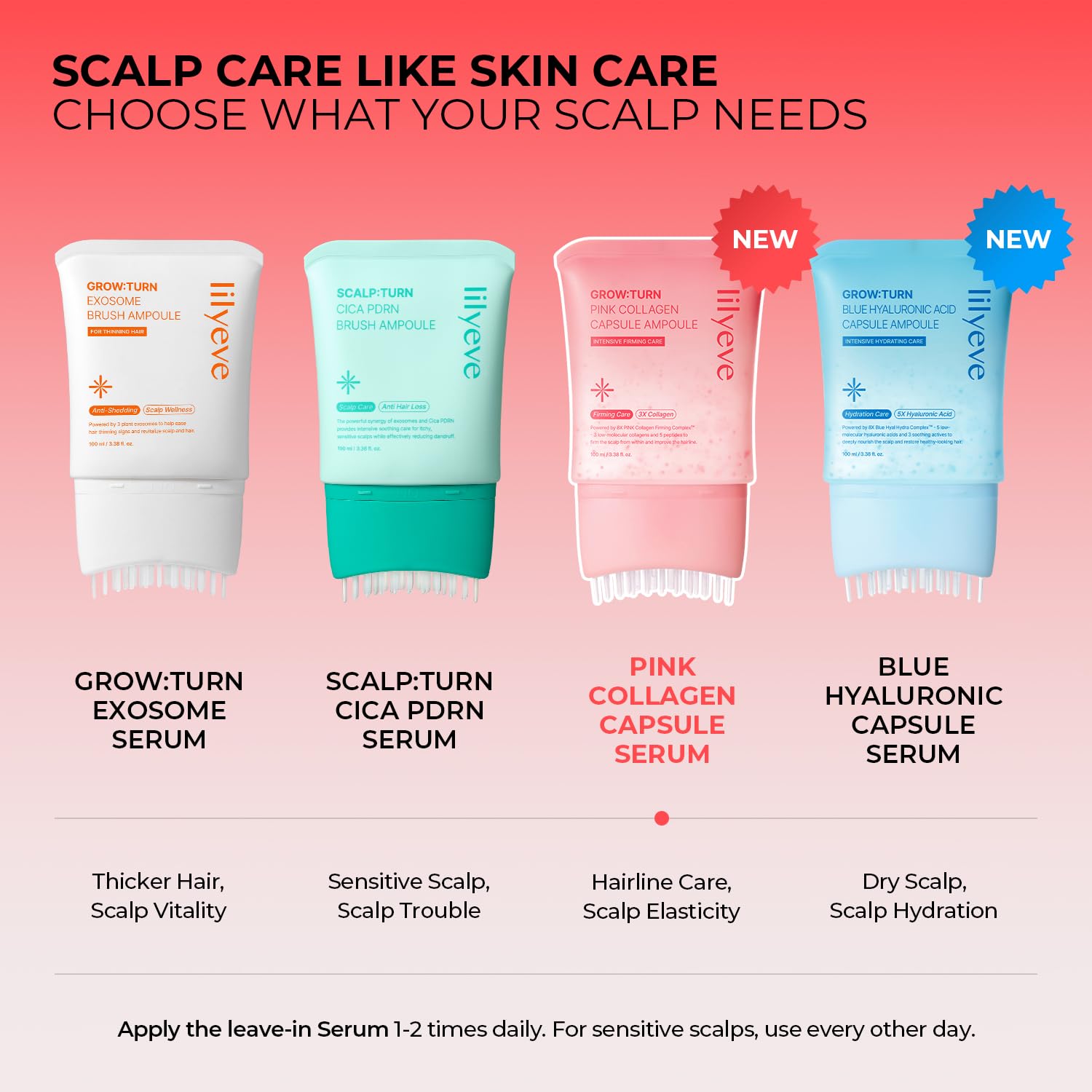Thumbnail 6 de lilyeve GROWTURN Pink Collagen Capsule Scalp Serum with Built-In Brush, 3.38 fl oz