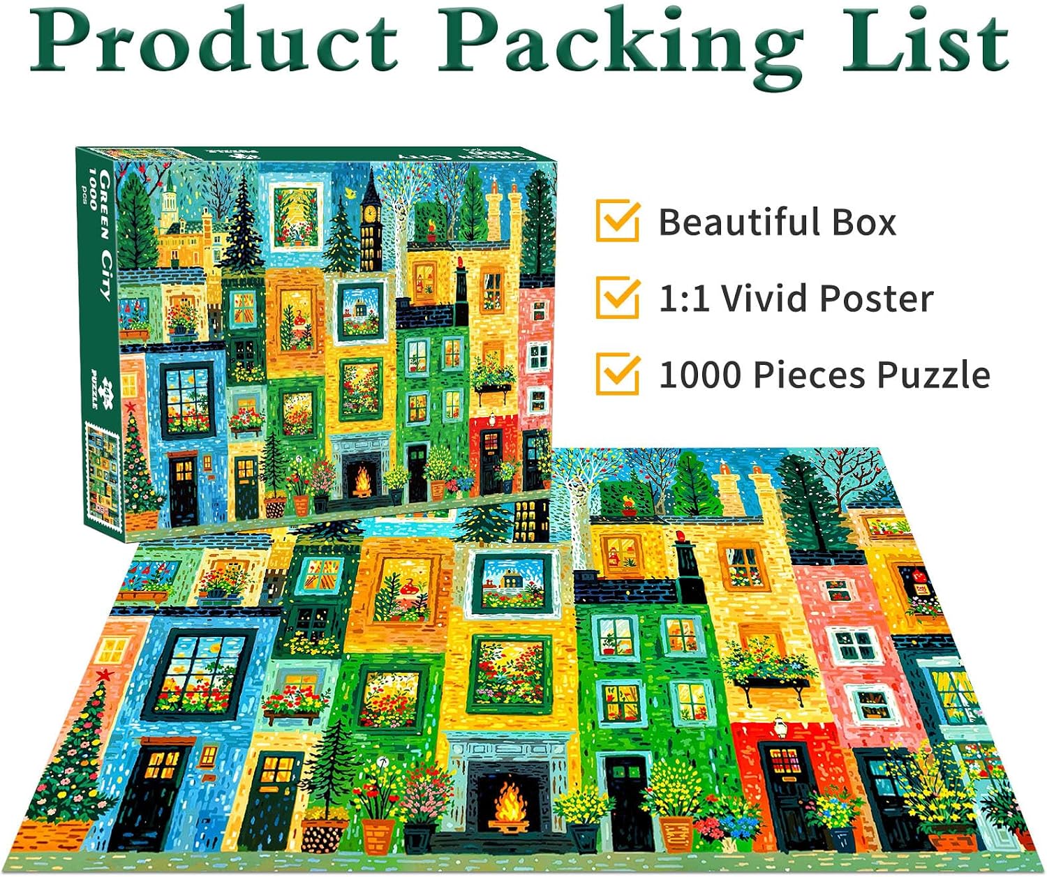 Thumbnail 4 de Green City 1000-Piece Jigsaw Puzzle for Adults with Large Poster Included