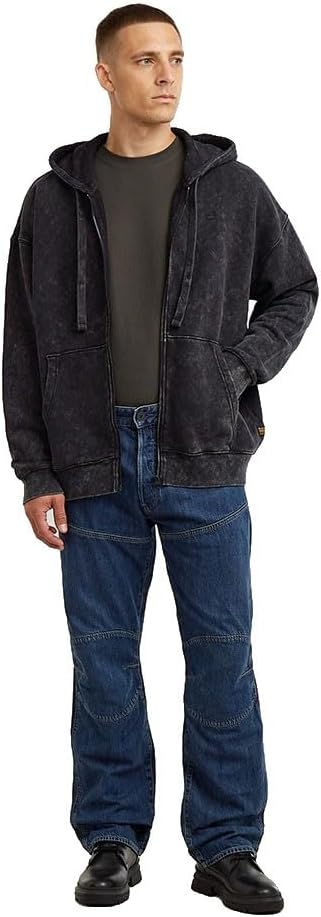Detalle de G-Star Herren Washed Loose Full Zip HDD Hooded Sweatshirt – komfortabler Hoodie mit lässigem Look