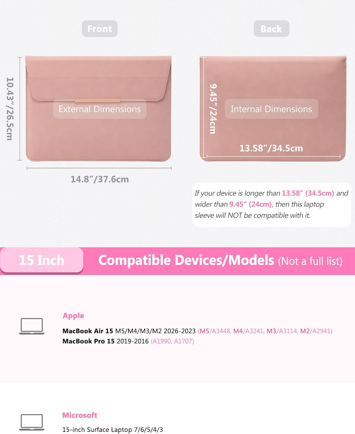Detalle 2 de HYZUO 15 Zoll Laptop-Hülle mit Ständer und Zubehörtasche (rosa, Smiley)