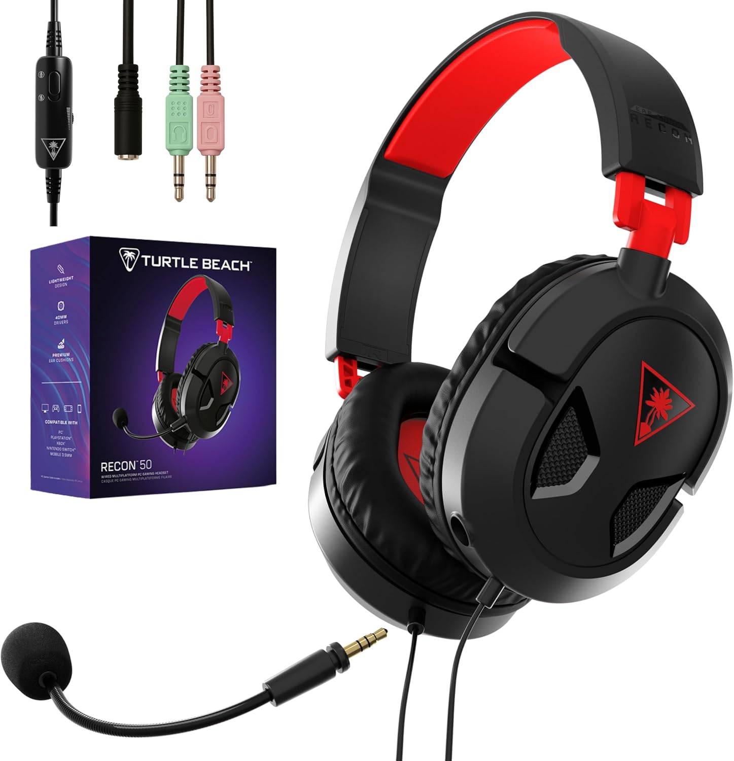 Detalle de Turtle Beach Recon 50 PC ゲーミングヘッドセット 210g・着脱式マイク・3.5mm有線
