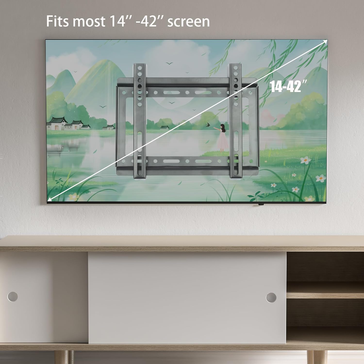 Thumbnail 1 de TV Wall Bracket for 14-42 inch TVs — Ultra-Slim, Flat-to-Wall Mount (Max 25kg, VESA 75x75 to 200x200)