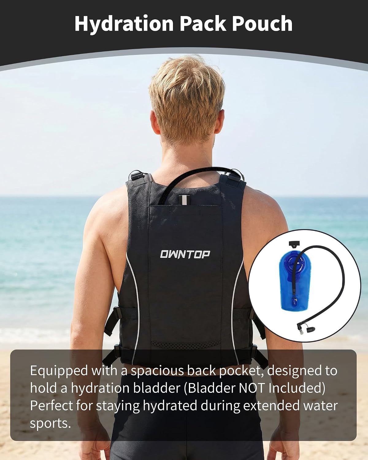 Thumbnail 2 de Owntop Swim Jacket Adult Youth | Hydration Pack, Dual Mesh Pockets, and Attached Whistle