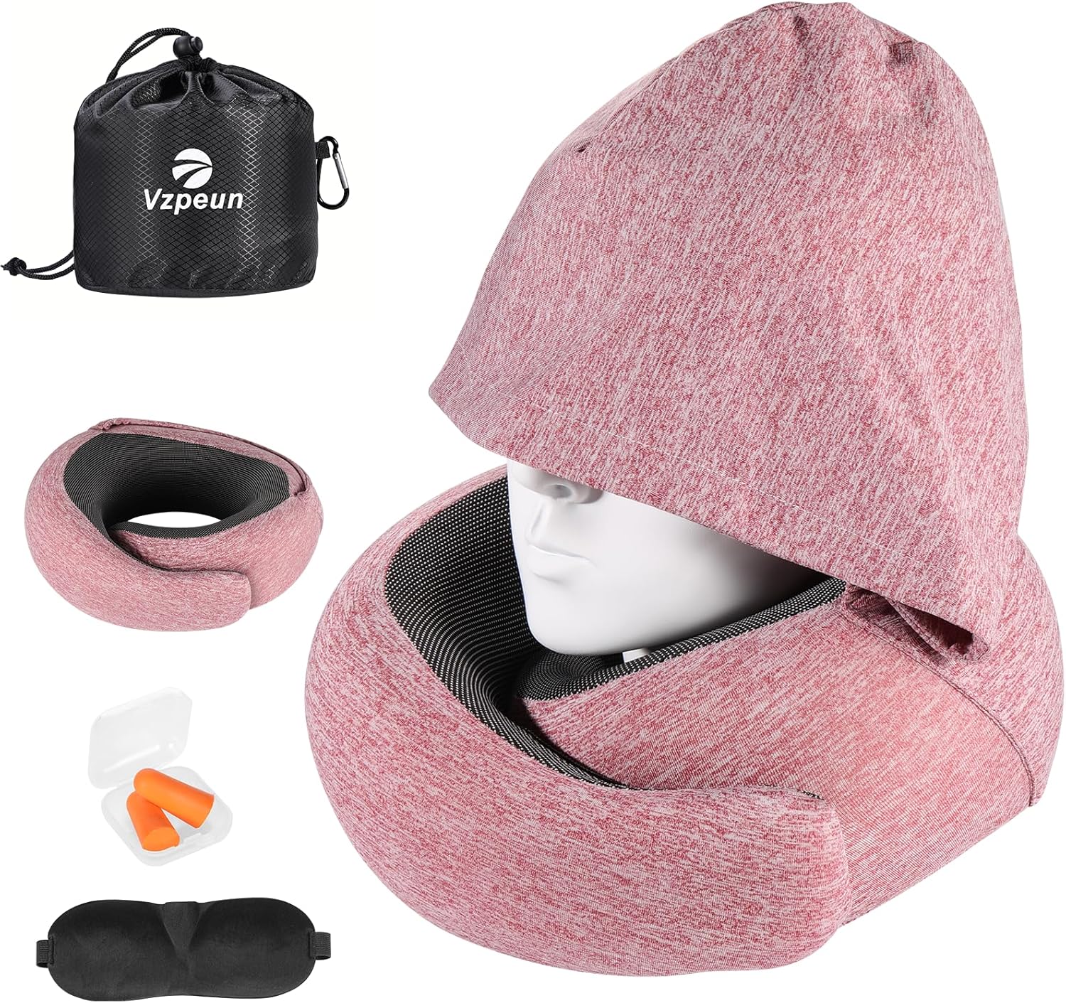 Thumbnail 6 de Vzpeun Travel Pillow - Hooded Memory Foam Neck Support for Air Travel