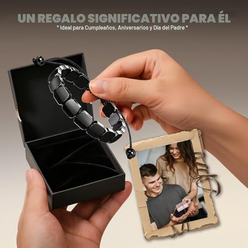 Thumbnail 7 de JTHEW Pulsera ajustable de hematita para hombres: energía estable y estilo minimalista