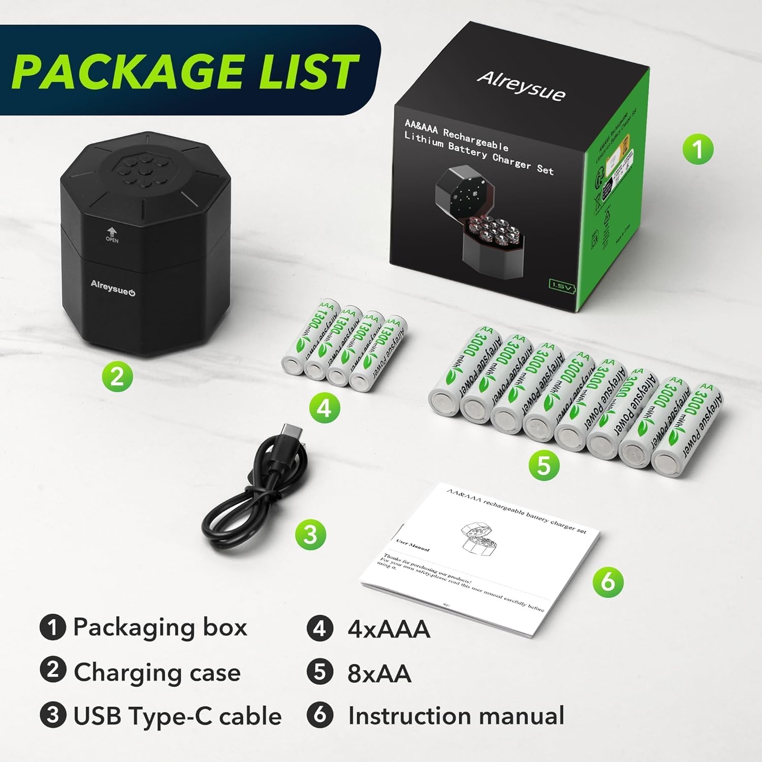 Thumbnail 6 de 12Pack Rechargeable AA & AAA Battery Pack with Charger Startion (8x AA + 4x AAA)