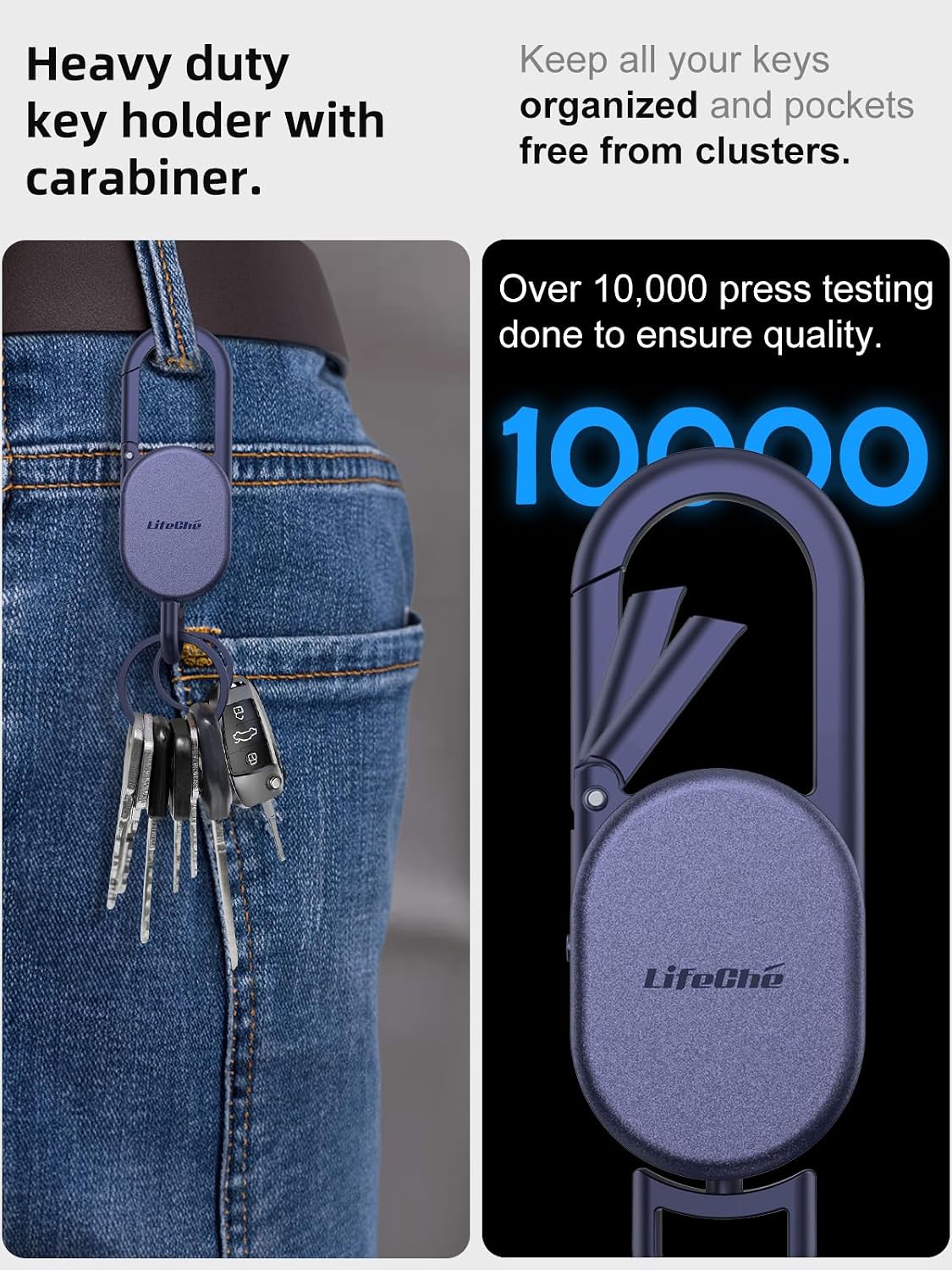 Detalle 2 de Navy Blue Stainless Steel Keychain Key Finder (Built-in Anti-Loss Tracker) with GPS via Apple Find My