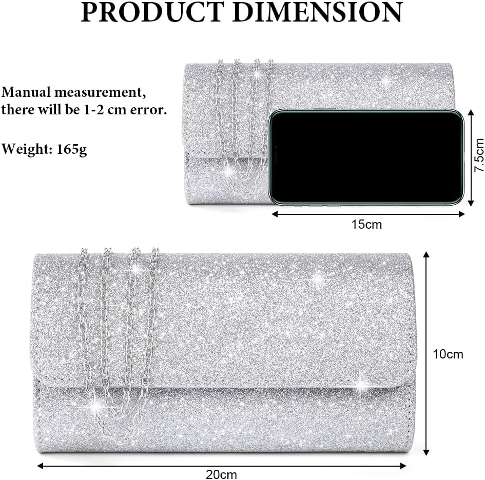 Thumbnail 3 de OSDUE Glitter Envelope Clutch Bag with Detachable Chain Strap — 3-in-1 Evening Bag