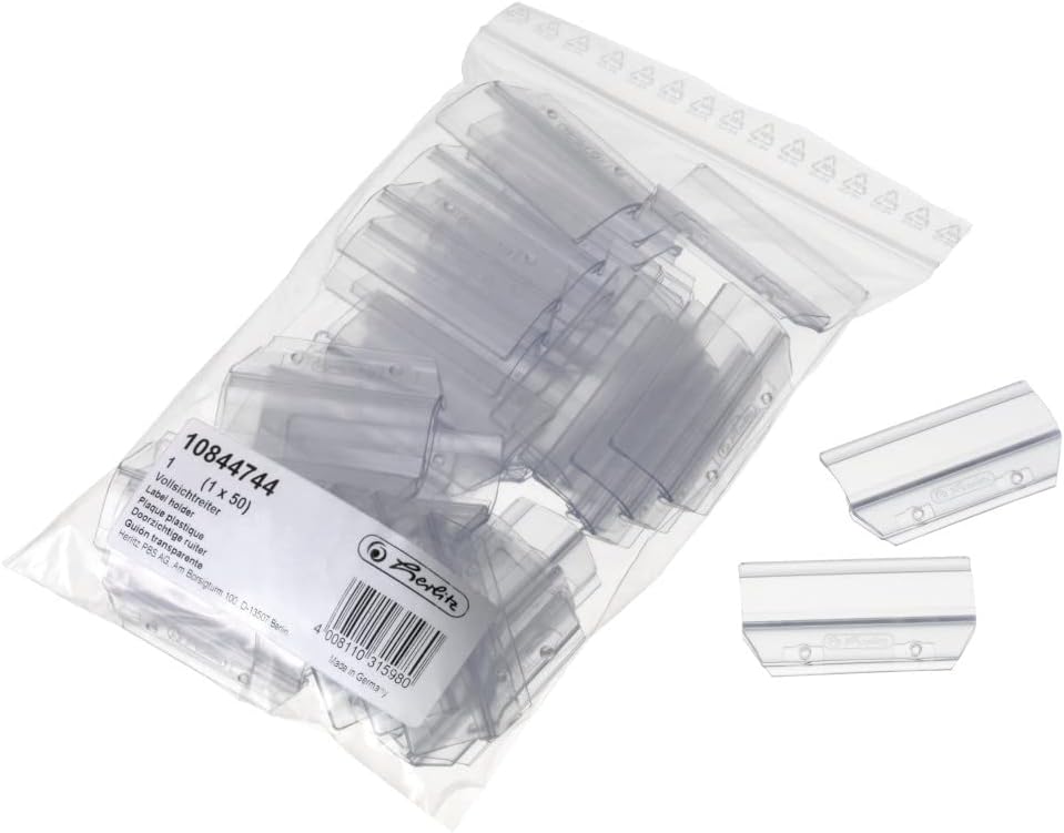 Detalle 2 de Herlitz Voll-Sichtreiter für Hängeregistratur, transparent, 6 cm breit (50 Stück)