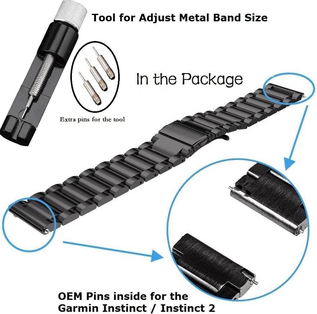 Thumbnail 3 de OTOPO Solid Stainless Steel Watch Strap for Garmin Instinct / Instinct 2 Solar