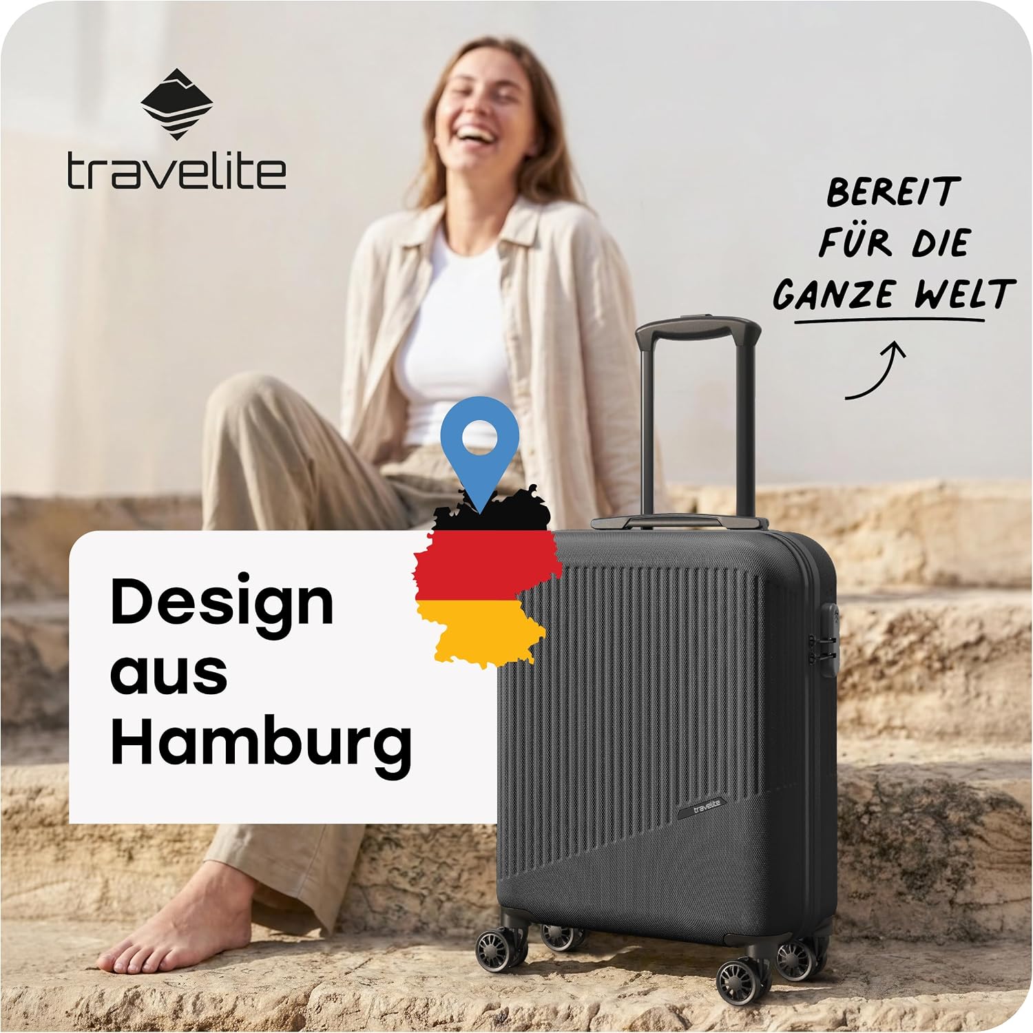 Thumbnail 1 de travelite BALI Handgepäck Trolley klein (55 x 39 x 20 cm) mit Hartschale, 4 Doppelrollen & Zahlenschloss