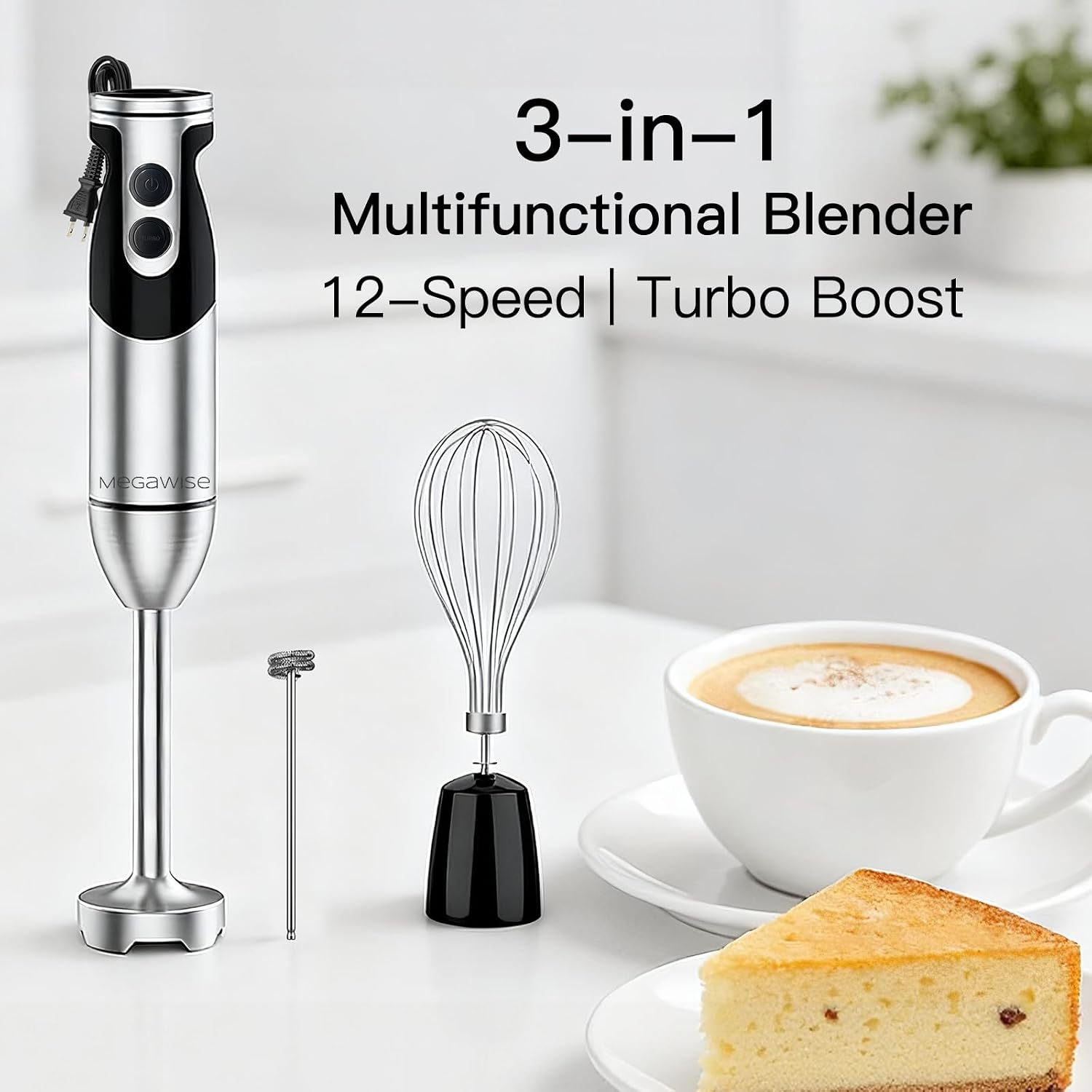 Detalle 2 de MEGAWISE CL-2020 3-in-1 Immersion Hand Blender with 12 Speeds