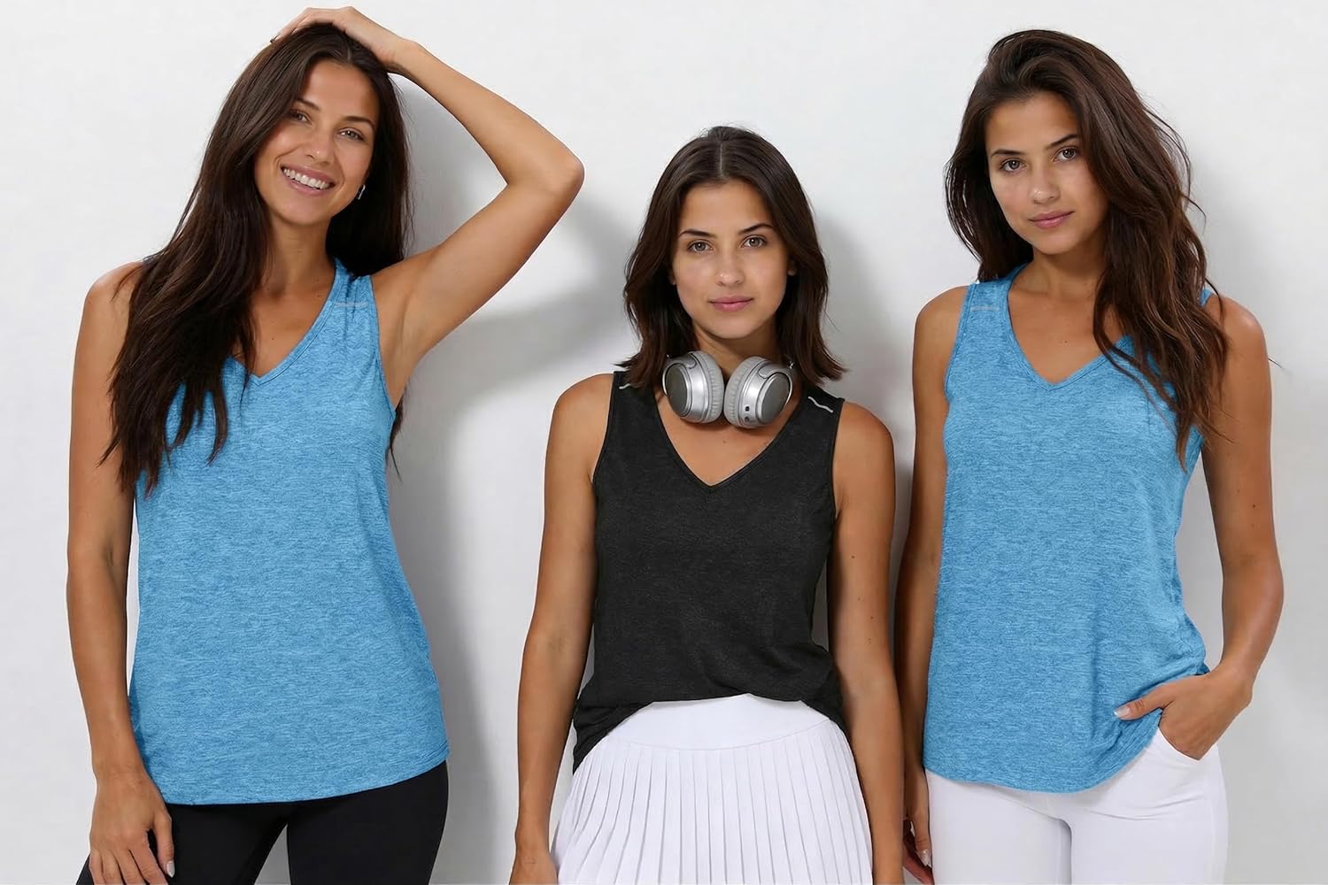 Thumbnail 4 de Gyabnw Canotta senza Maniche da Donna con Scollo a V e Strisce Riflettenti – Comfort per Fitness, Corsa e Yoga