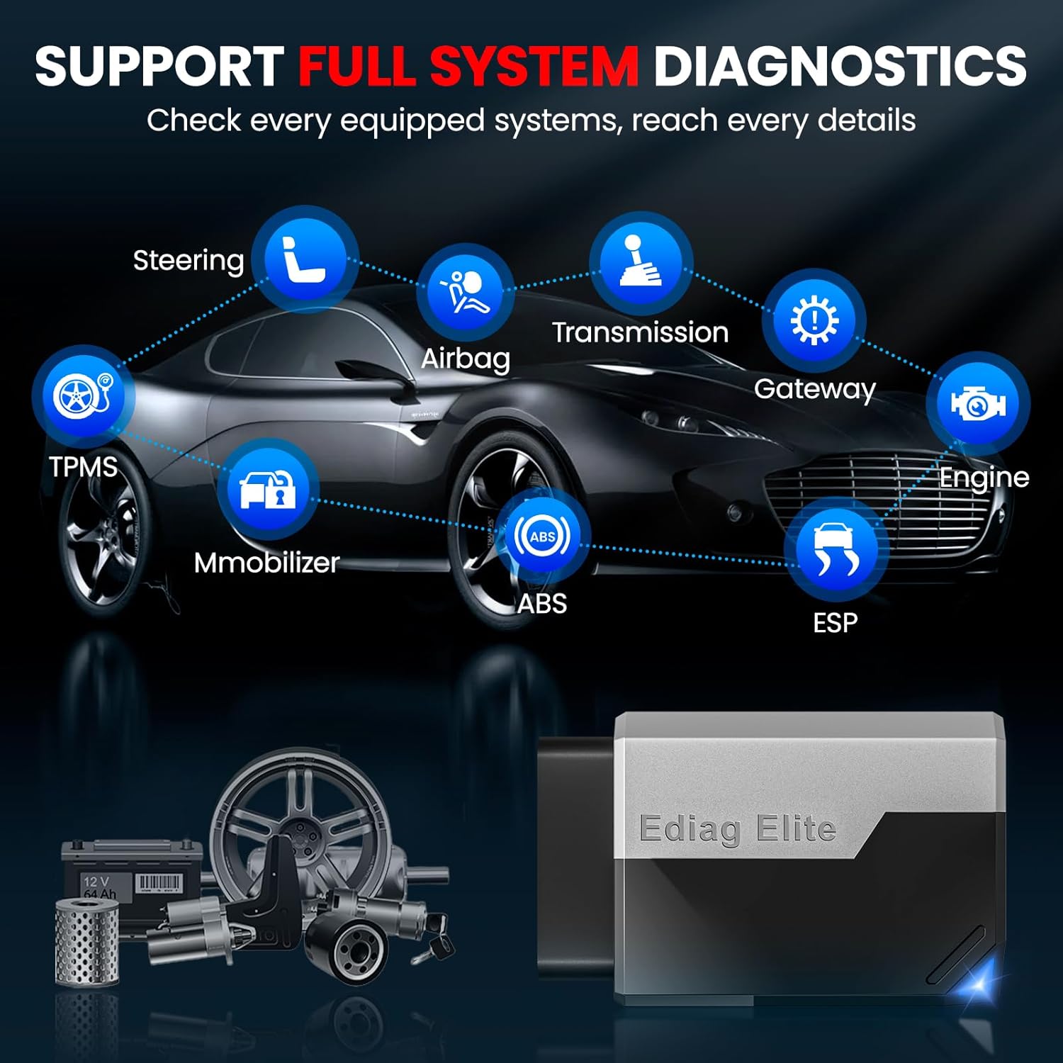 Detalle de KINGBOLEN Ediag Elite OBD2 Bluetooth Scanner