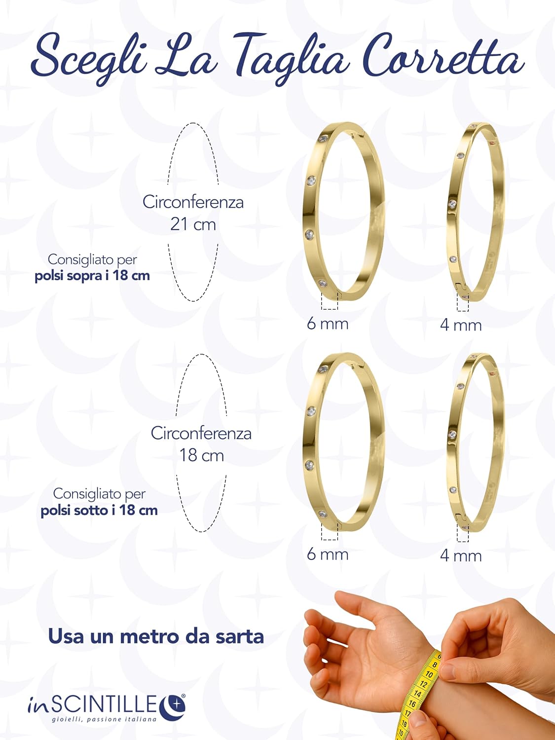 Thumbnail 2 de inSCINTILLE Bangle Bracciale Rigido in Acciaio Inossidabile – Confezione Regalo Inclusa
