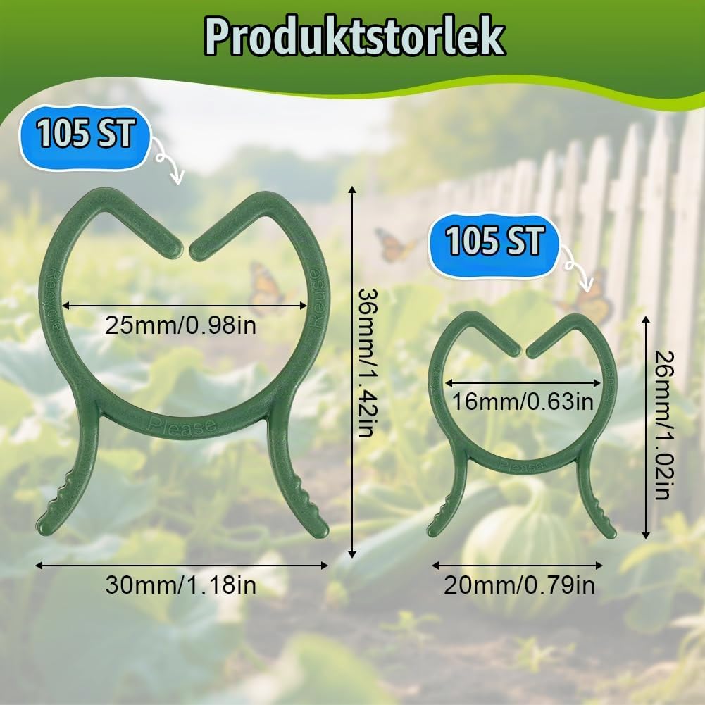 Detalle 2 de ANOMM växtklämmor, 210 gröna klämmor i två storlekar