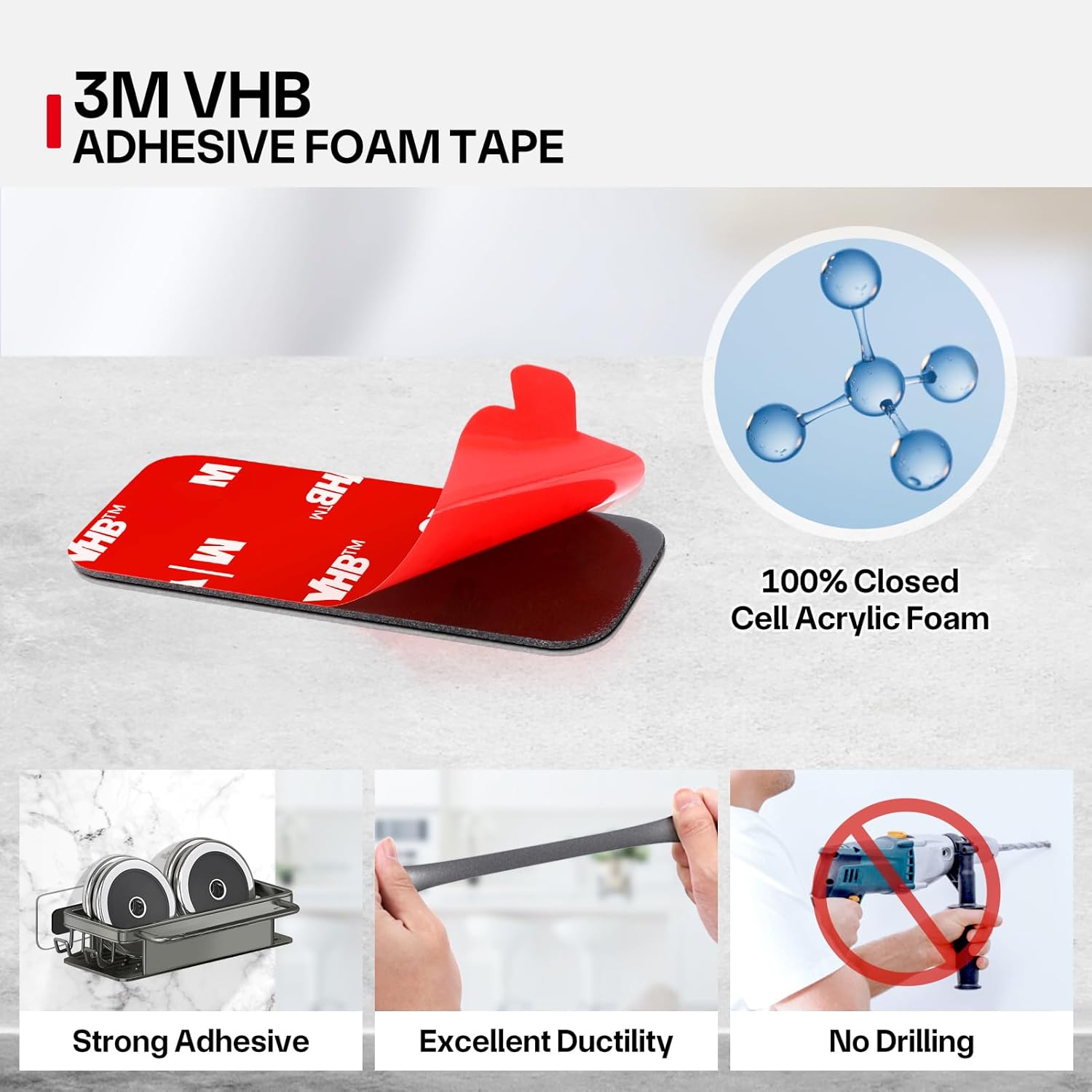 Detalle de Double Sided Sticky Pads (10 Pack) Heavy Duty Acrylic Foam Pads for Dash Cam & Action Camera – 50×25mm