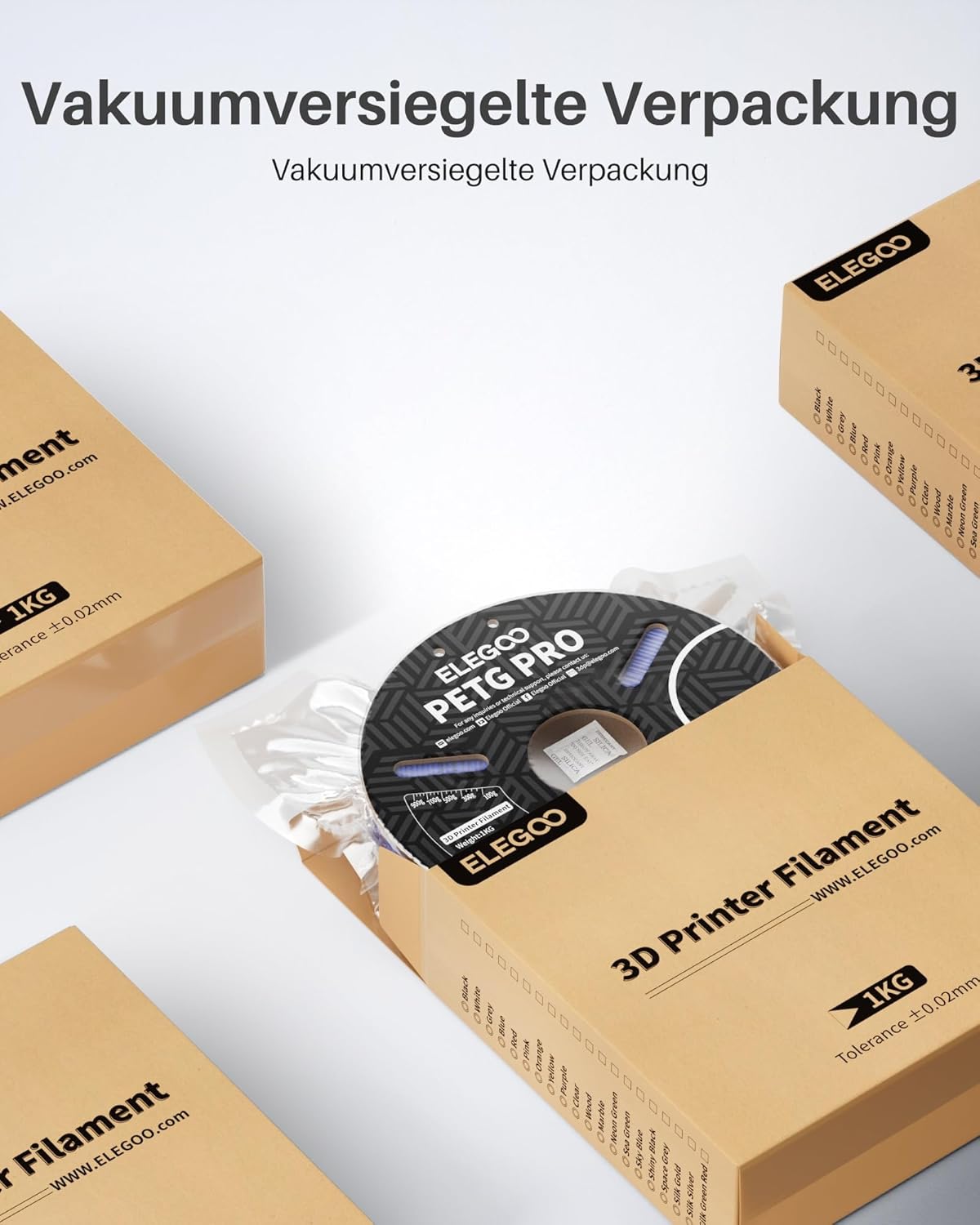 Thumbnail 5 de ELEGOO PETG PRO Filament 1,75 mm Weiß – 1 kg, zuverlässiges Zähigkeitsfilament für stabile Drucke