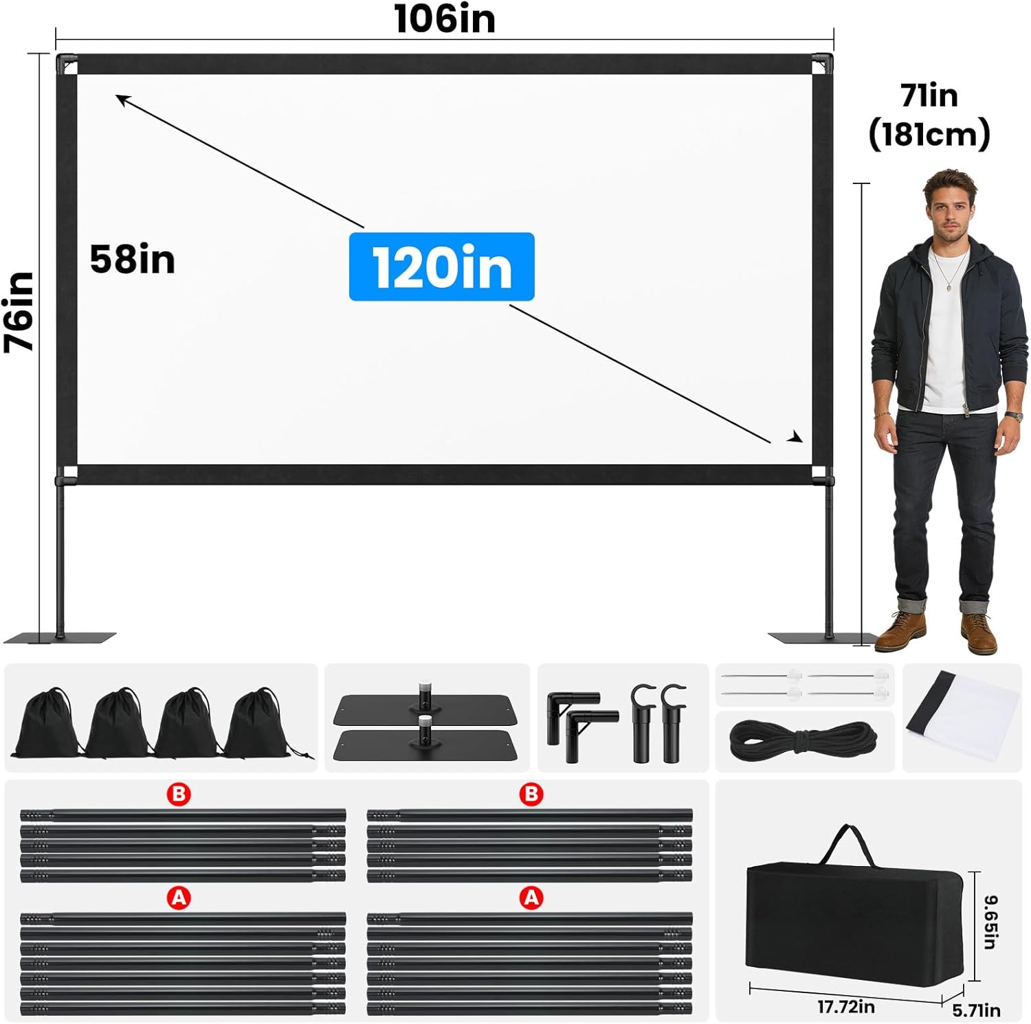 Thumbnail 3 de 120inch Outdoor Projector Screen 16:9 4K 📽