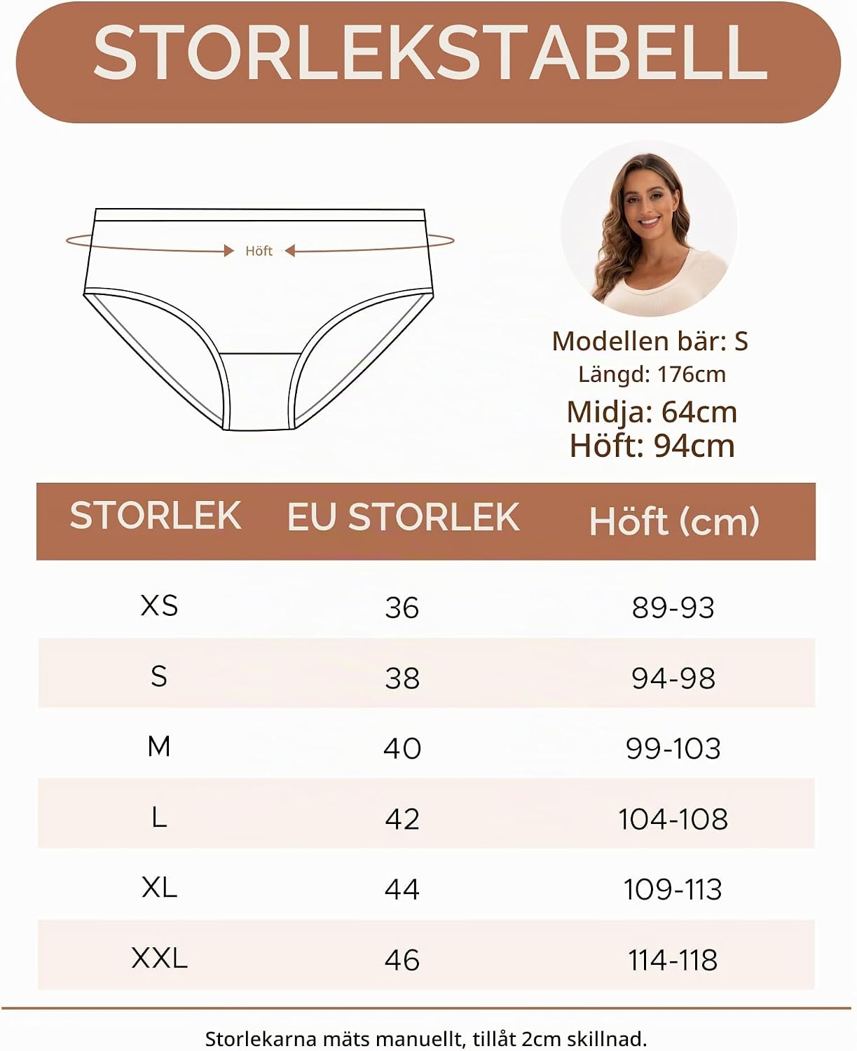 Detalle 2 de INNERSY hipstertrosor för kvinnor i bomull, 6-pack