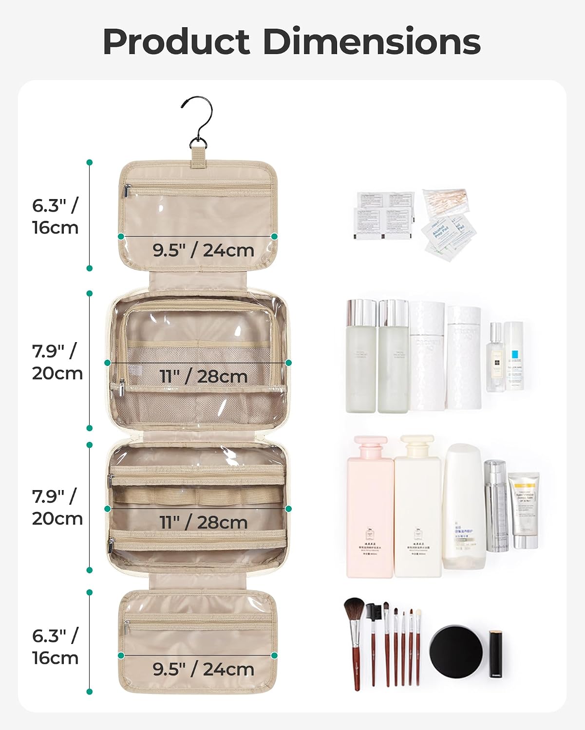Thumbnail 1 de BAGSMART Reise Kulturtasche Damen – Große Aufhängetasche aus bauschigem Polyester, rosa