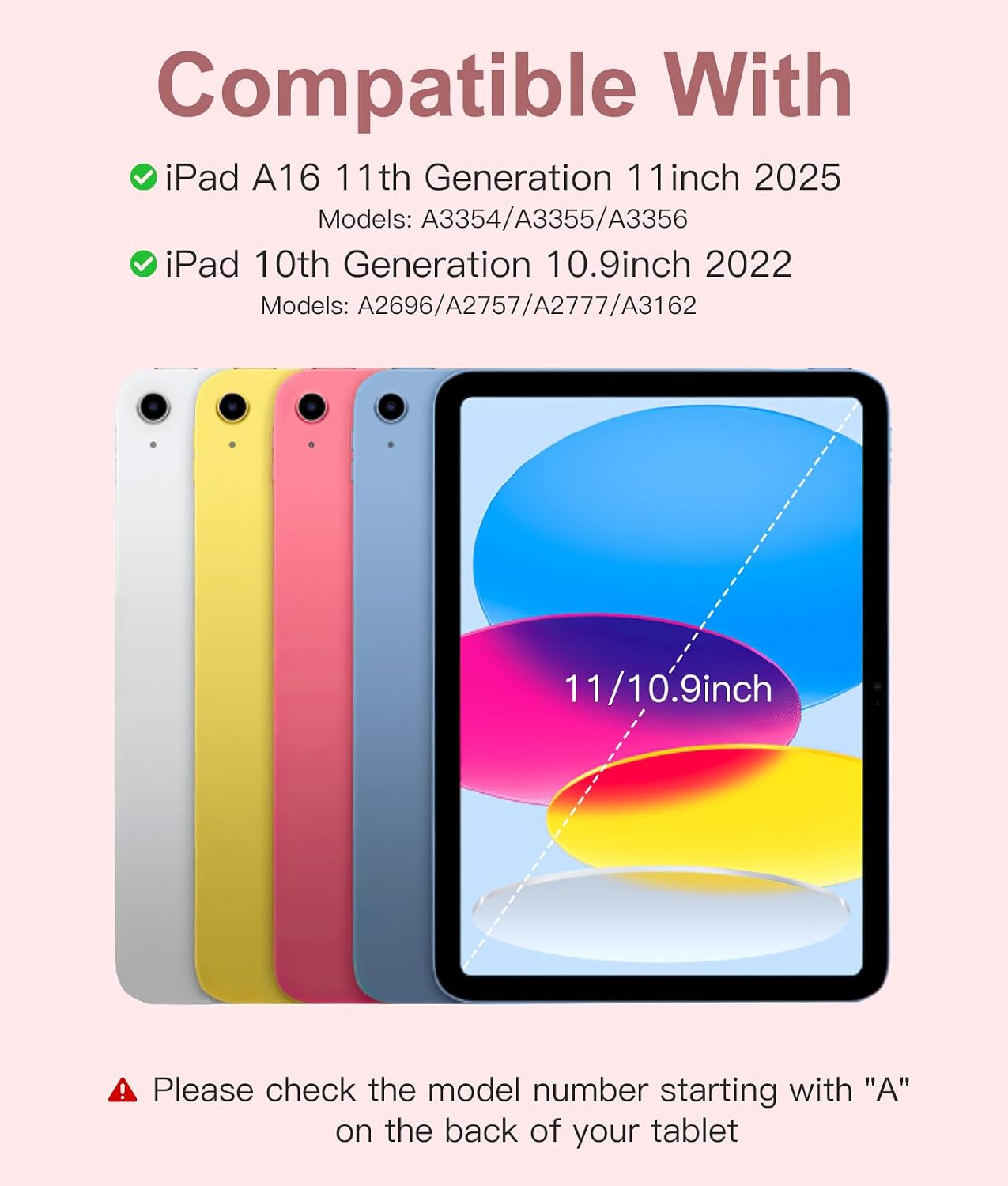 Thumbnail 1 de Vobafe Keyboard Case for iPad A16 11th Generation (2025) / iPad 10th Gen (2022) – Backlit Detachable Folio Keyboard, UK Layout, Light Pink