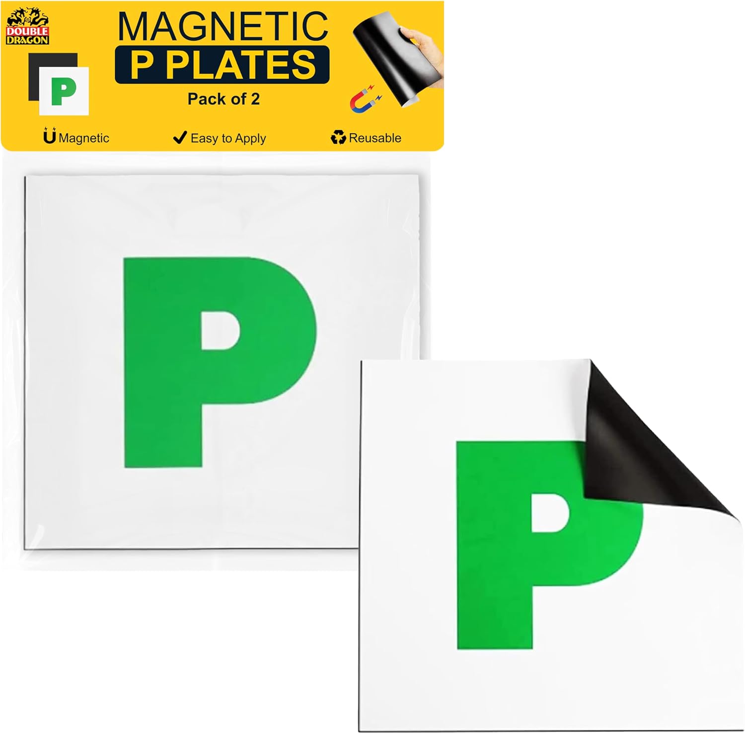 Thumbnail 6 de Double Dragon 4-Pack Fully Magnetic L & P Plates (2 L + 2 P) – DVLA Legal, UK