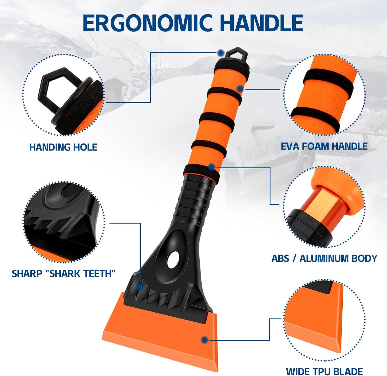 Detalle 2 de Cloudgree Ice Scraper ergonomic foam grip for cars