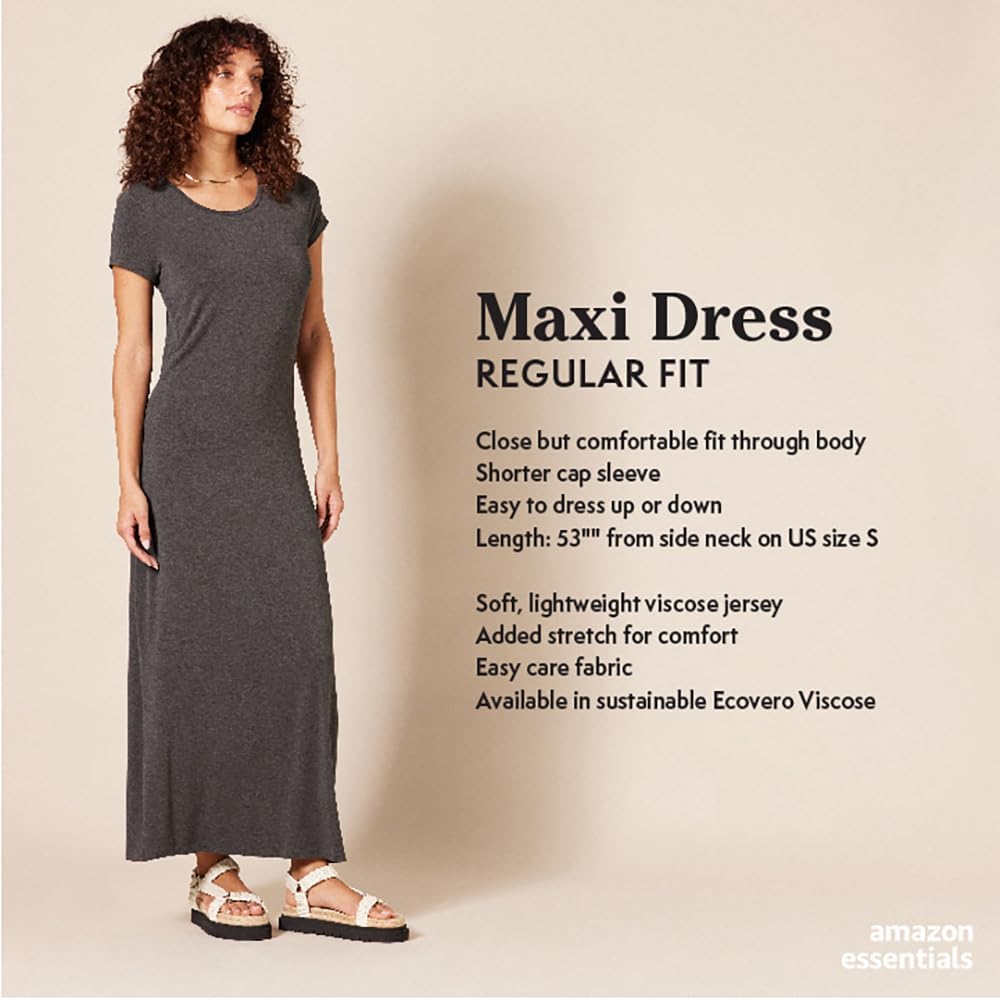 Thumbnail 1 de Amazon Essentials Damen Kurzärmeliges Maxikleid aus Viskose-Stretch-Jersey (fließend)
