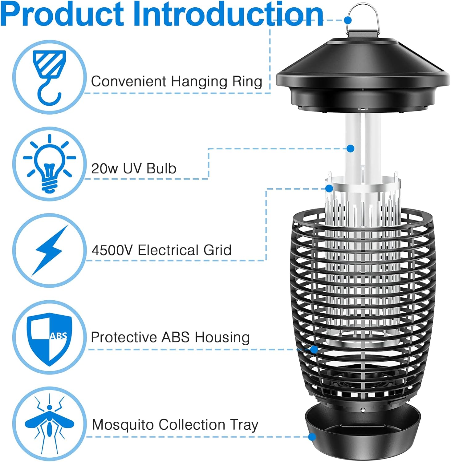Thumbnail 1 de PALONE Bug Zapper 4500V 20W UV Fly Trap Lamp (100m² coverage)
