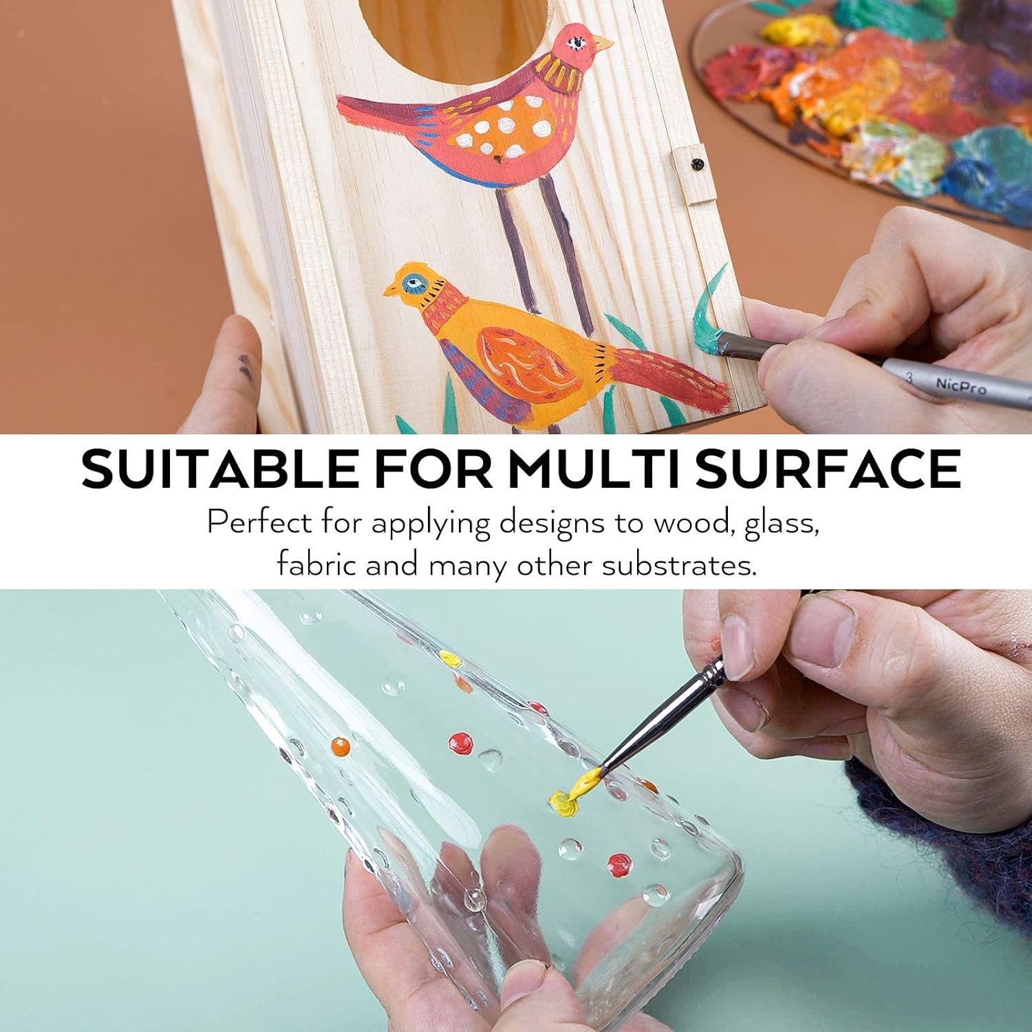 Thumbnail 5 de Nicpro 14-Colour Large Bulk Acrylic Paint Set (500ml/16.9 fl oz) for multi-surface crafts and canvas work