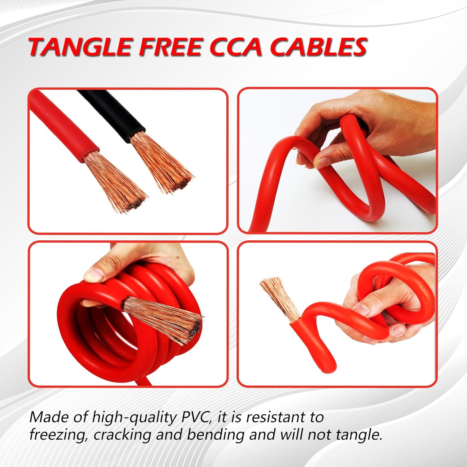 Thumbnail 3 de NOONE 2 Gauge 20FT Heavy-Duty Jumper Cables (800A) with Reverse Polarity Protection for SUVs & Trucks