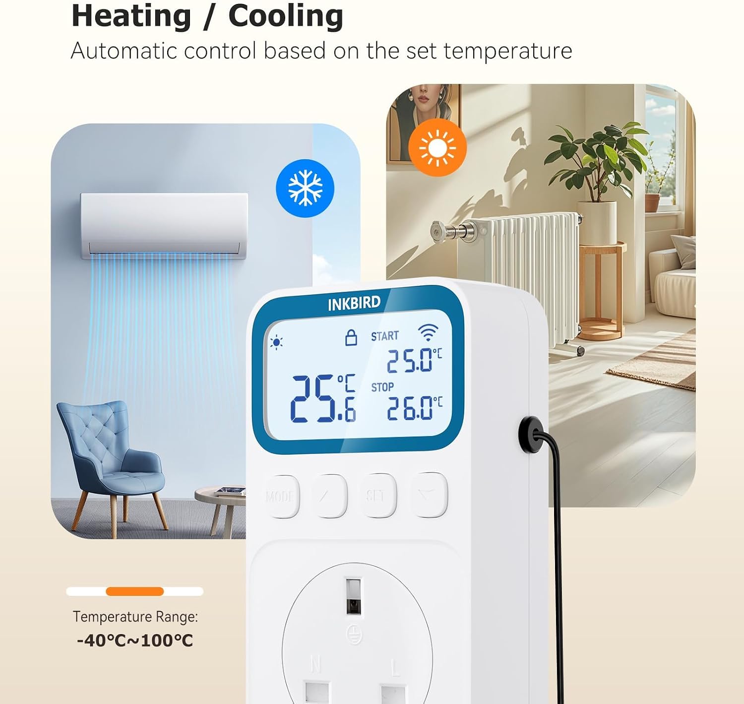 Thumbnail 4 de Inkbird C236T WiFi Thermostat Plug Socket (Heating & Cooling) with App Control