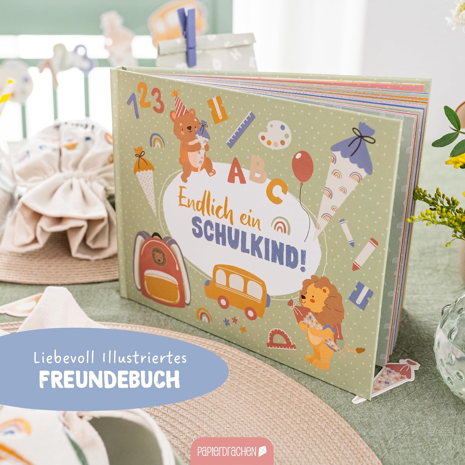Detalle 2 de Papierdrachen Freundebuch Set 6 für Schule