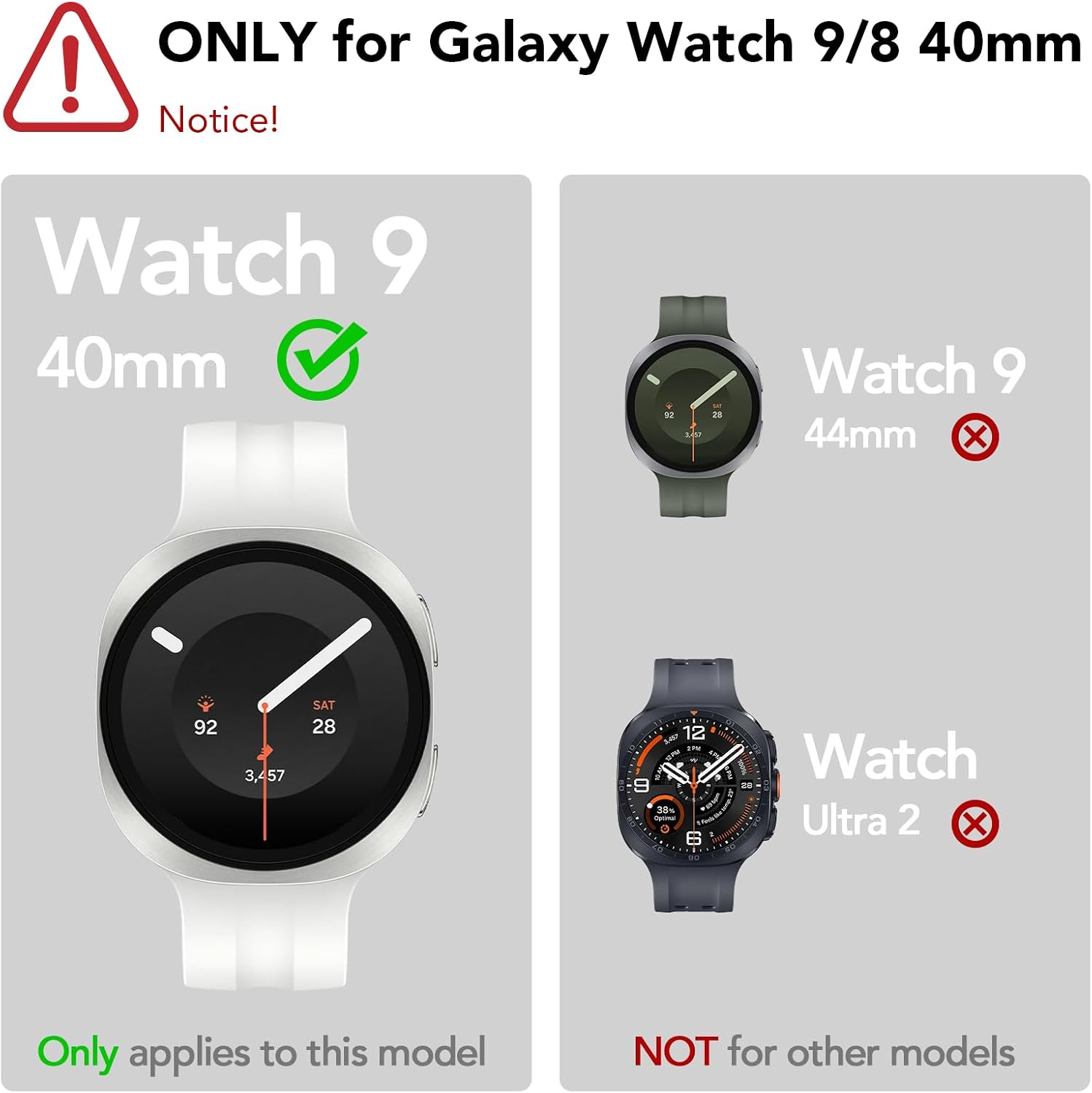 Detalle 2 de Aimtel 4-Stück Panzerglas Displayschutz 40mm für Galaxy Watch 9/8 – klare Abdeckung, einfacher Einsatz