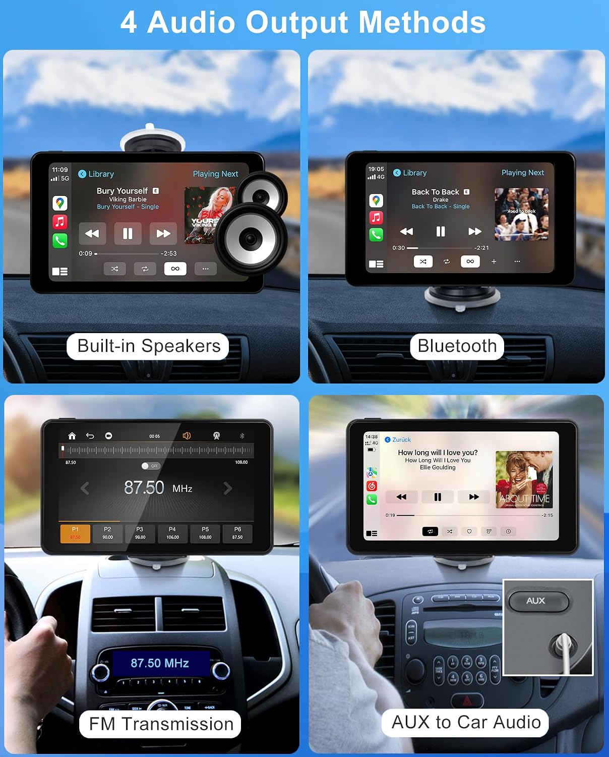 Thumbnail 5 de Aonerex 7-inch wireless Apple CarPlay & Android Auto screen with back camera support