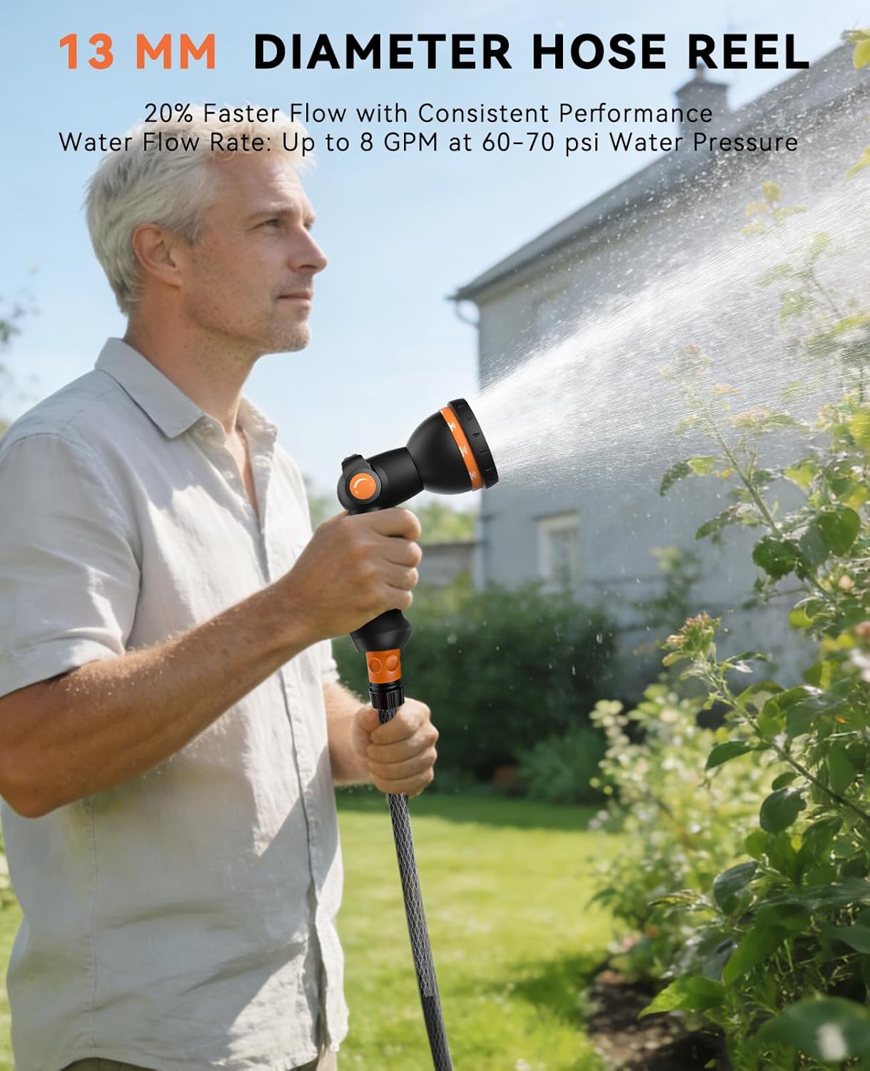 Thumbnail 2 de SUNPOW Wall-Mounted Retractable Hose Reel with 45m hose and 10 spray patterns