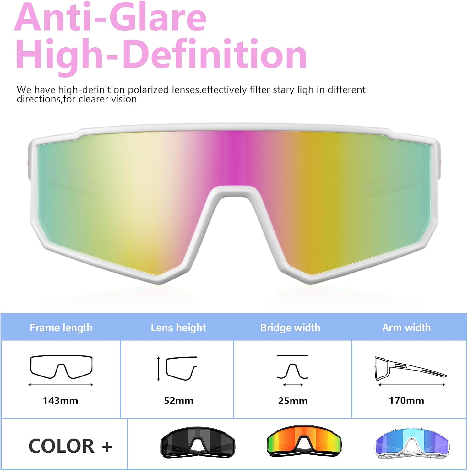 Detalle 2 de IKTOD Polarized Sports Sunglasses 3-Pack