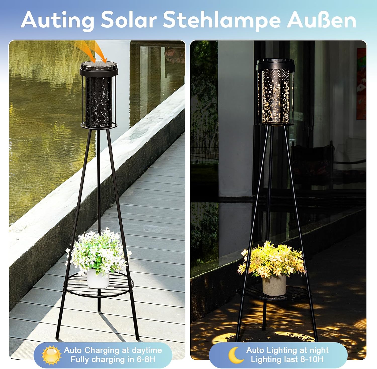 Detalle de Auting Lanterne solaire colibri IP65 sur pied en métal – éclairage poétique pour jardin