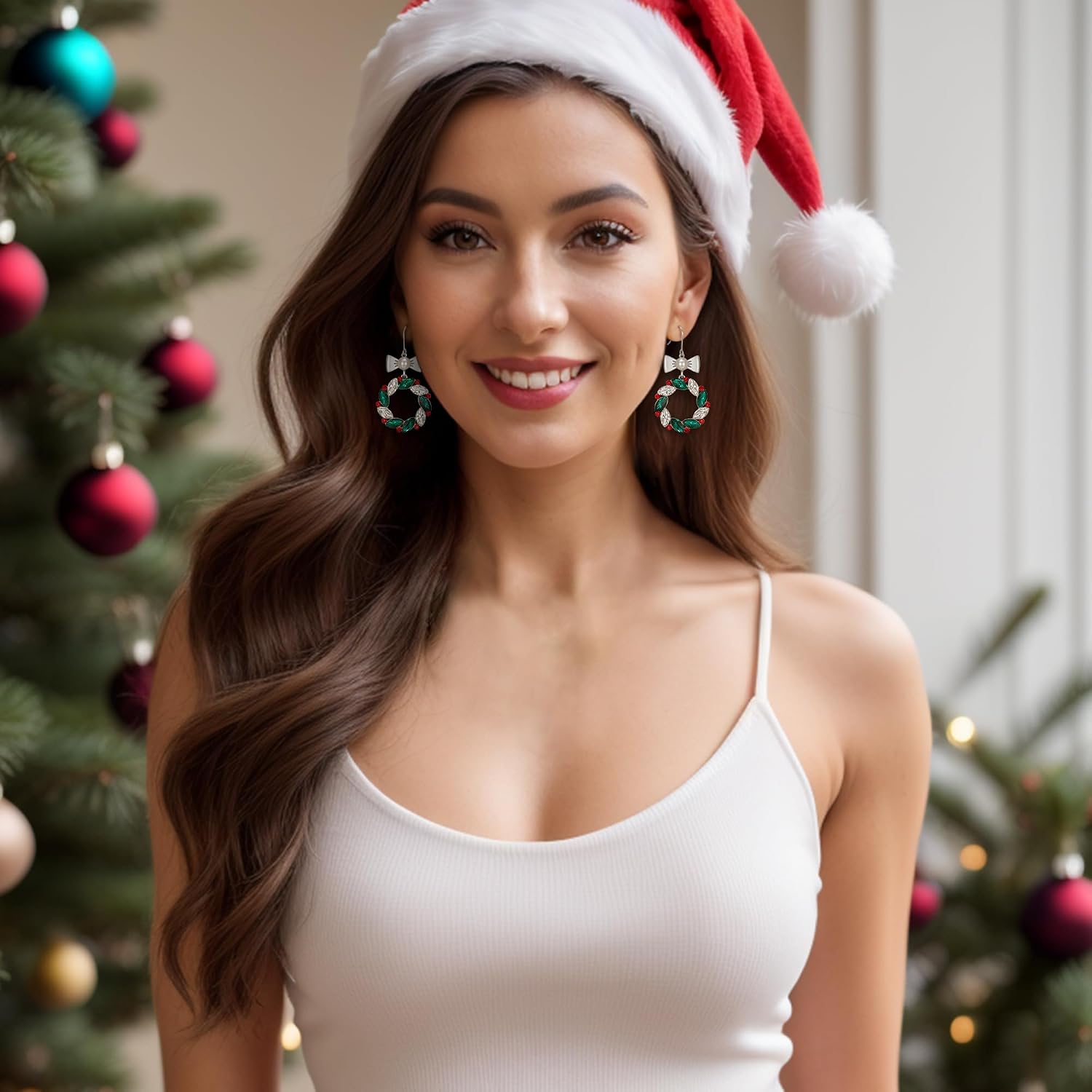 Detalle de Clearine Femme boucles d’oreilles de Noël « étoile / arbre » – série festive, bijou délicat en cadeau
