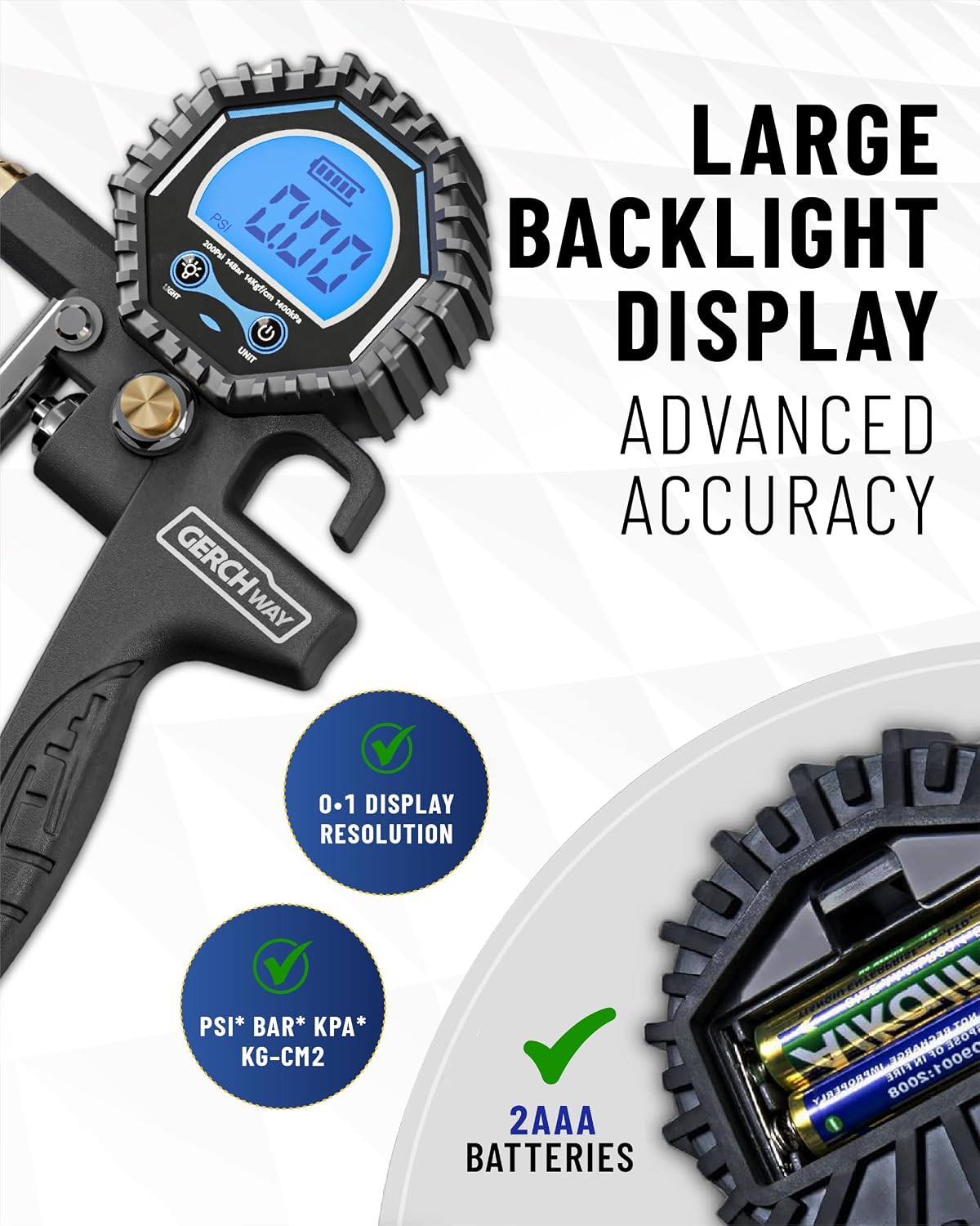Thumbnail 3 de GERCHWAY Digital Tyre Inflator Gauge
