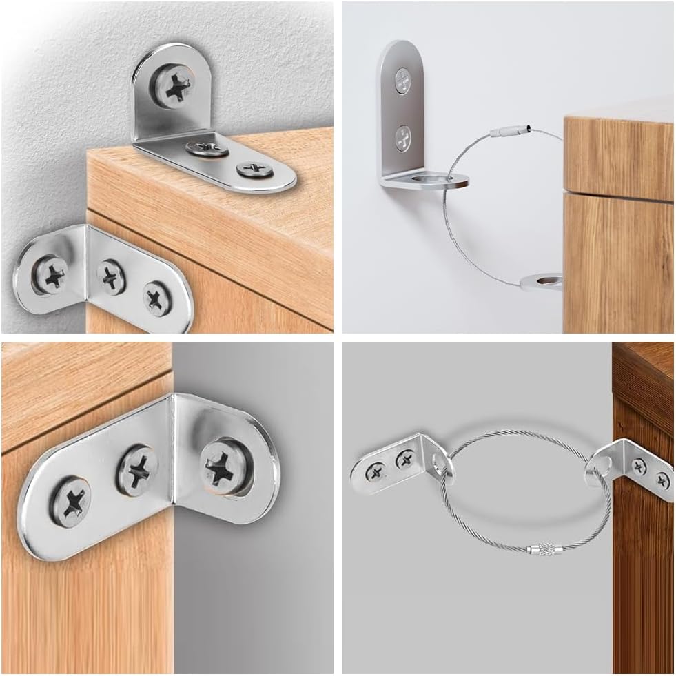 Thumbnail 1 de AffeGifts Furniture Wall Anchors (4 Pack) – Anti-Tip Straps for Wardrobes, Shelves and More