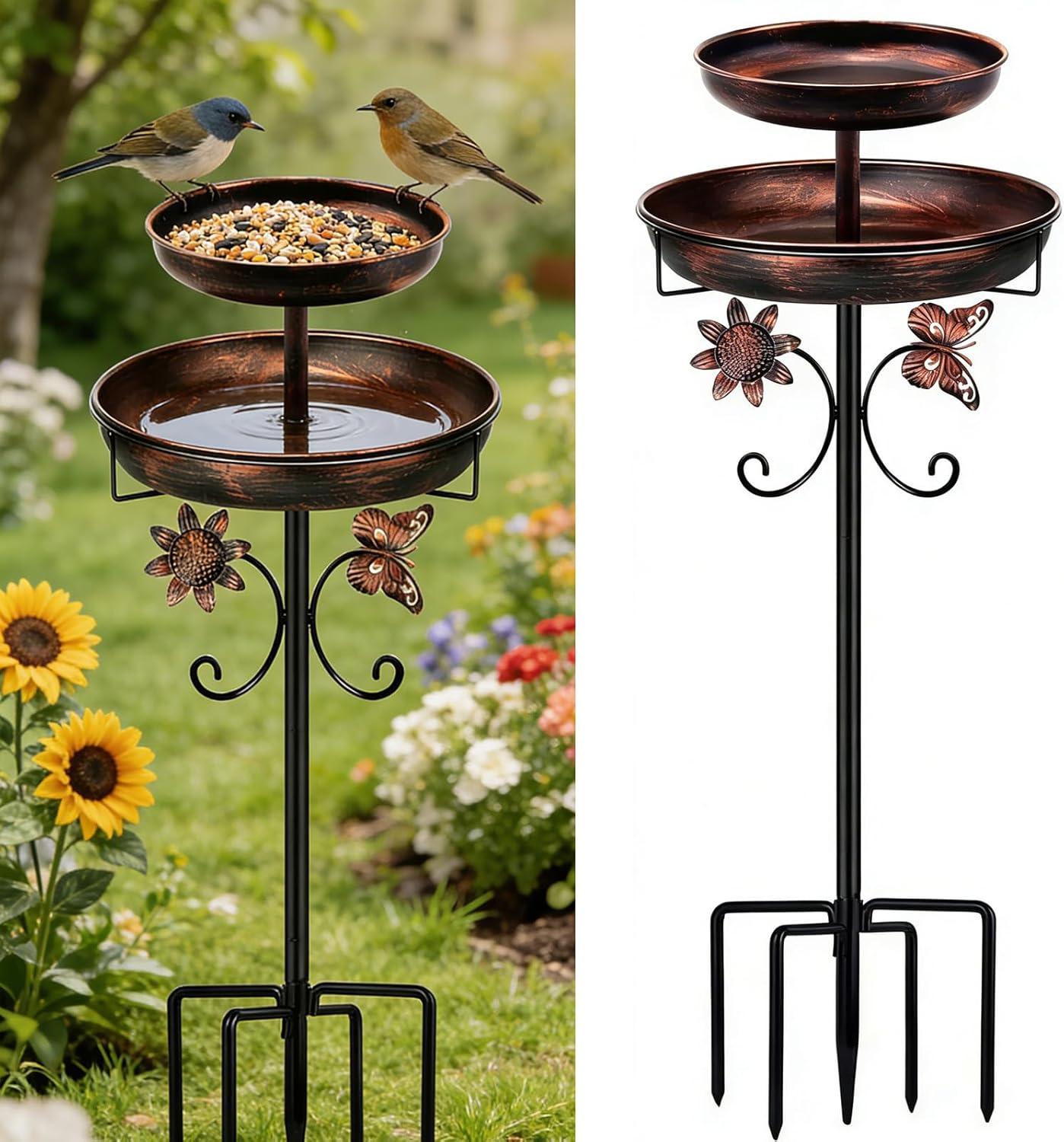 45In Vintage Bird Feeder with Bath
