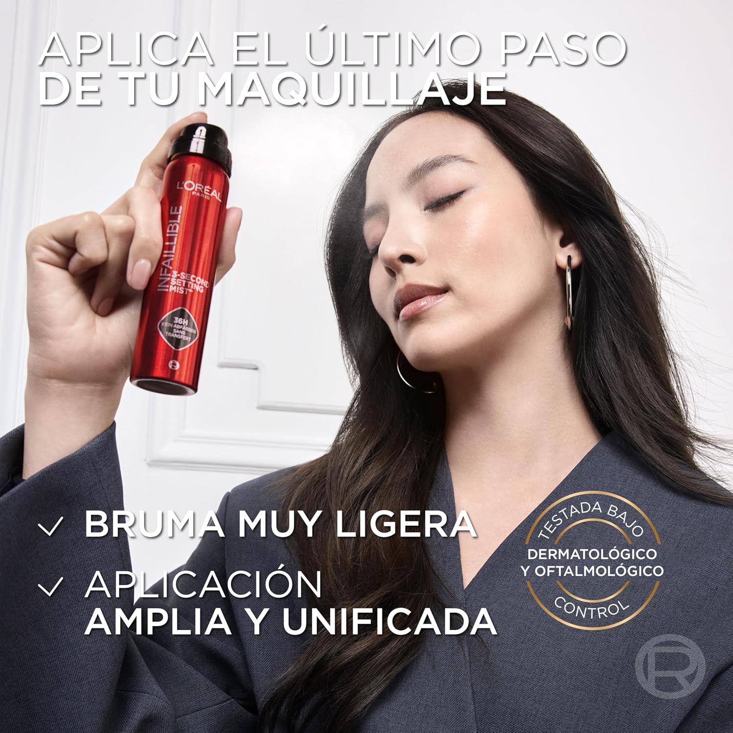 Detalle de L'Oréal Paris Infaillible Spray fijador de maquillaje XL (150 ml) con hasta 36 h