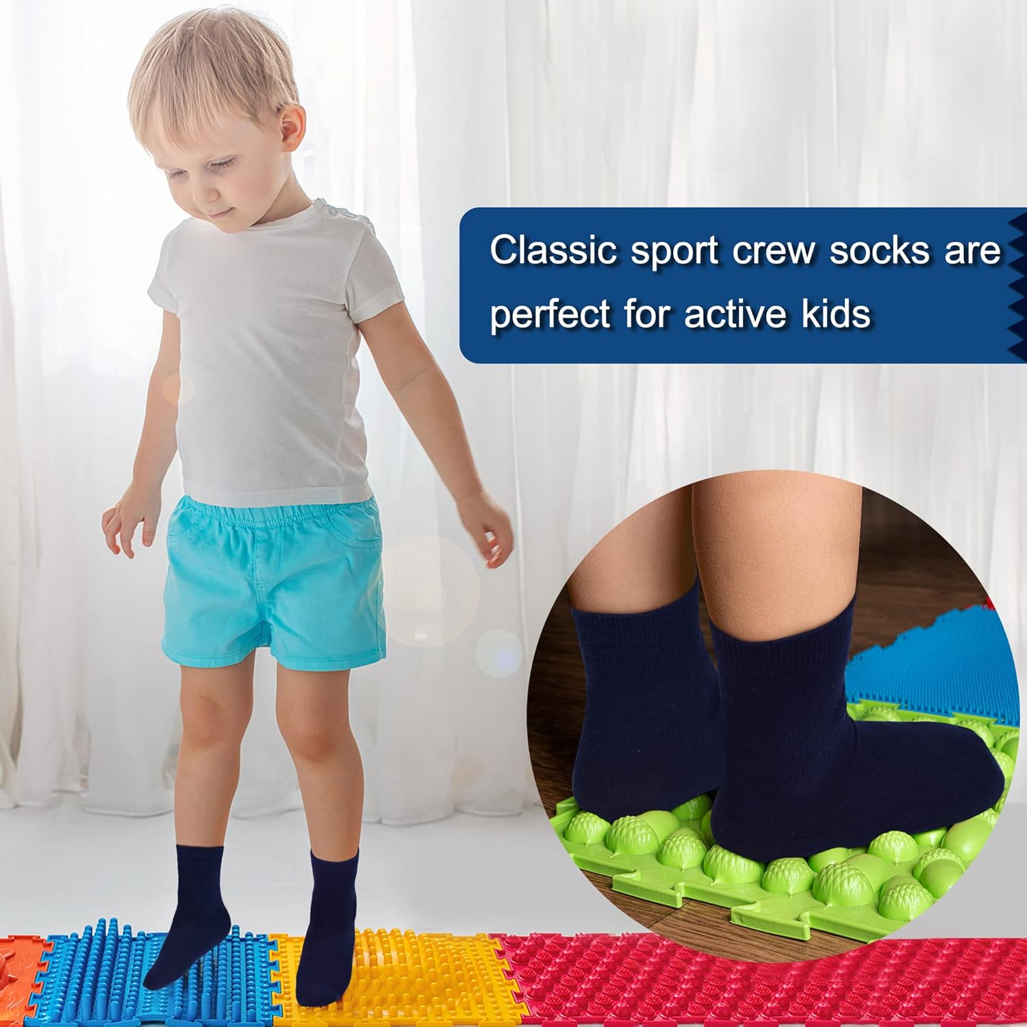 Detalle 2 de Toddler Kid Boys Socks, 20 Pairs: Soft, Breathable Cosy School Socks for Ages 0–13