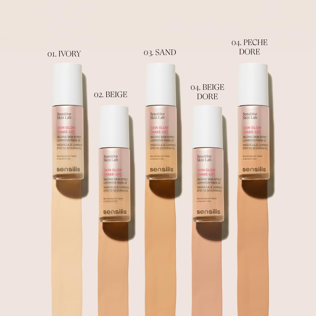 Detalle de Sensilis Skin Glow Make-Up – Antioxidative Foundation mit Vitamin C & Hyaluronsäure, Farbton Beige (02), 30 ml