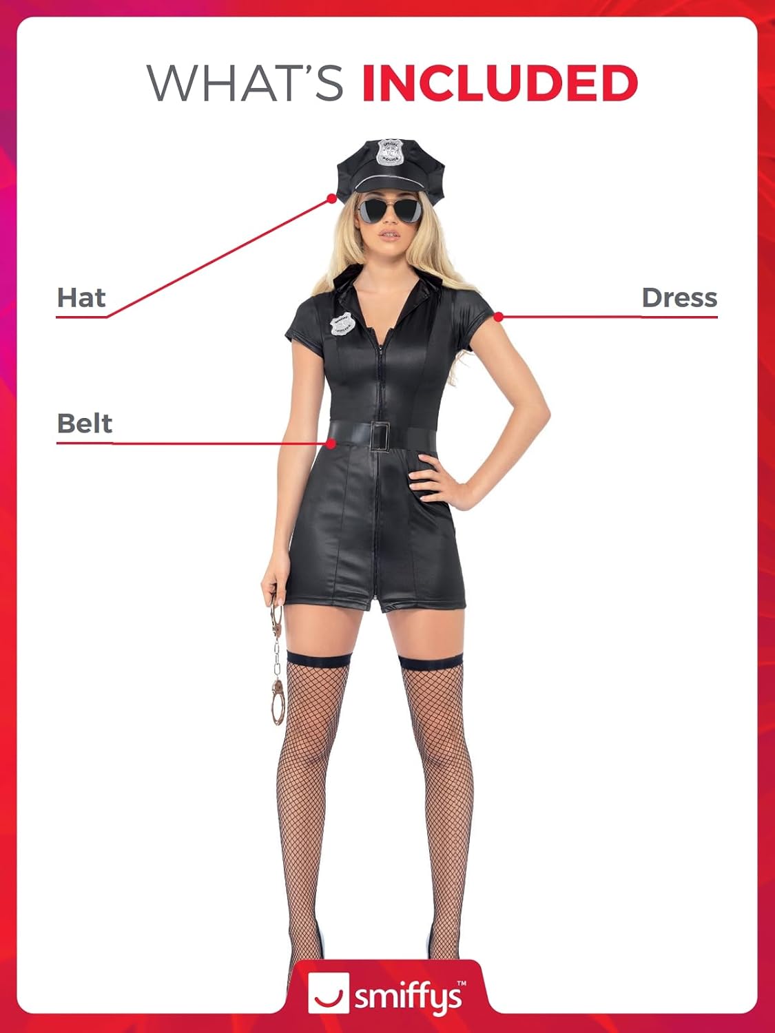 Detalle 2 de Smiffys Disfraz Fever policía corrupta Negro 👮♀