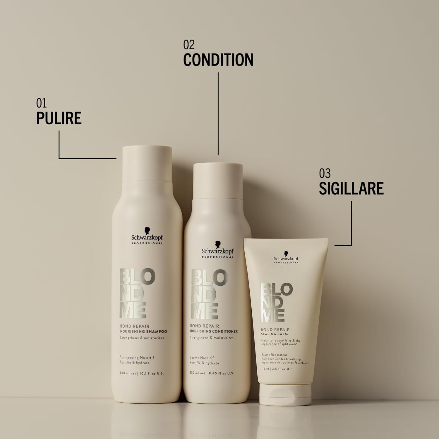 Thumbnail 4 de Schwarzkopf Professional BLONDME Bond Repair Nourishing Shampoo con olio di mandorla e tè bianco