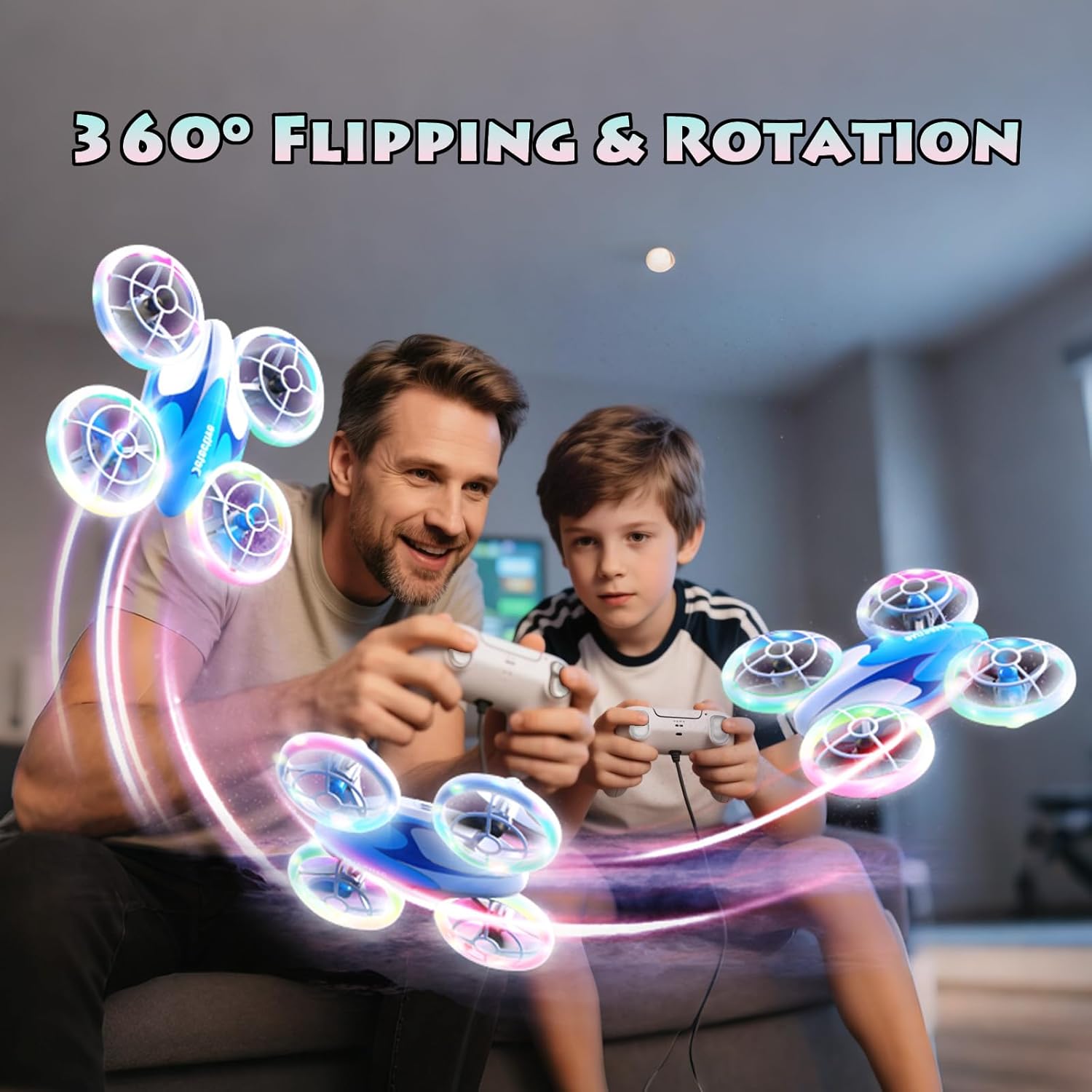 Detalle de Drone per Bambini: Mini Drone con 3 Batterie, Protezioni Elica e Luci LED