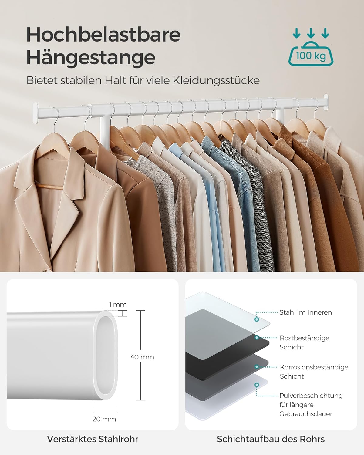 Thumbnail 2 de SONGMICS HSR013W01 Kleiderständer, bis 100 kg